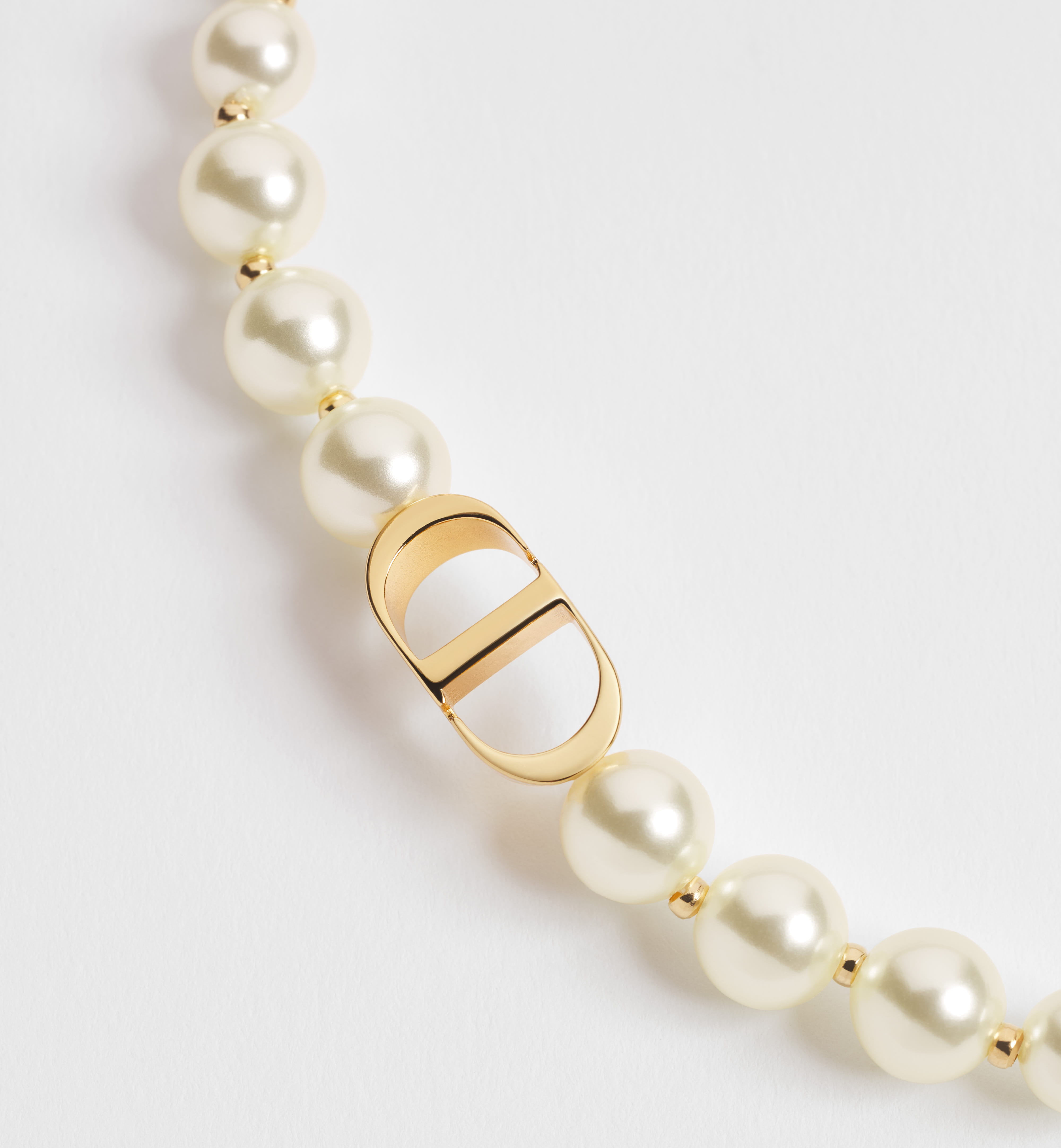Vòng tay Dior 30 Montaigne Bracelet Gold-Finish Metal and White Resin Pearls 1