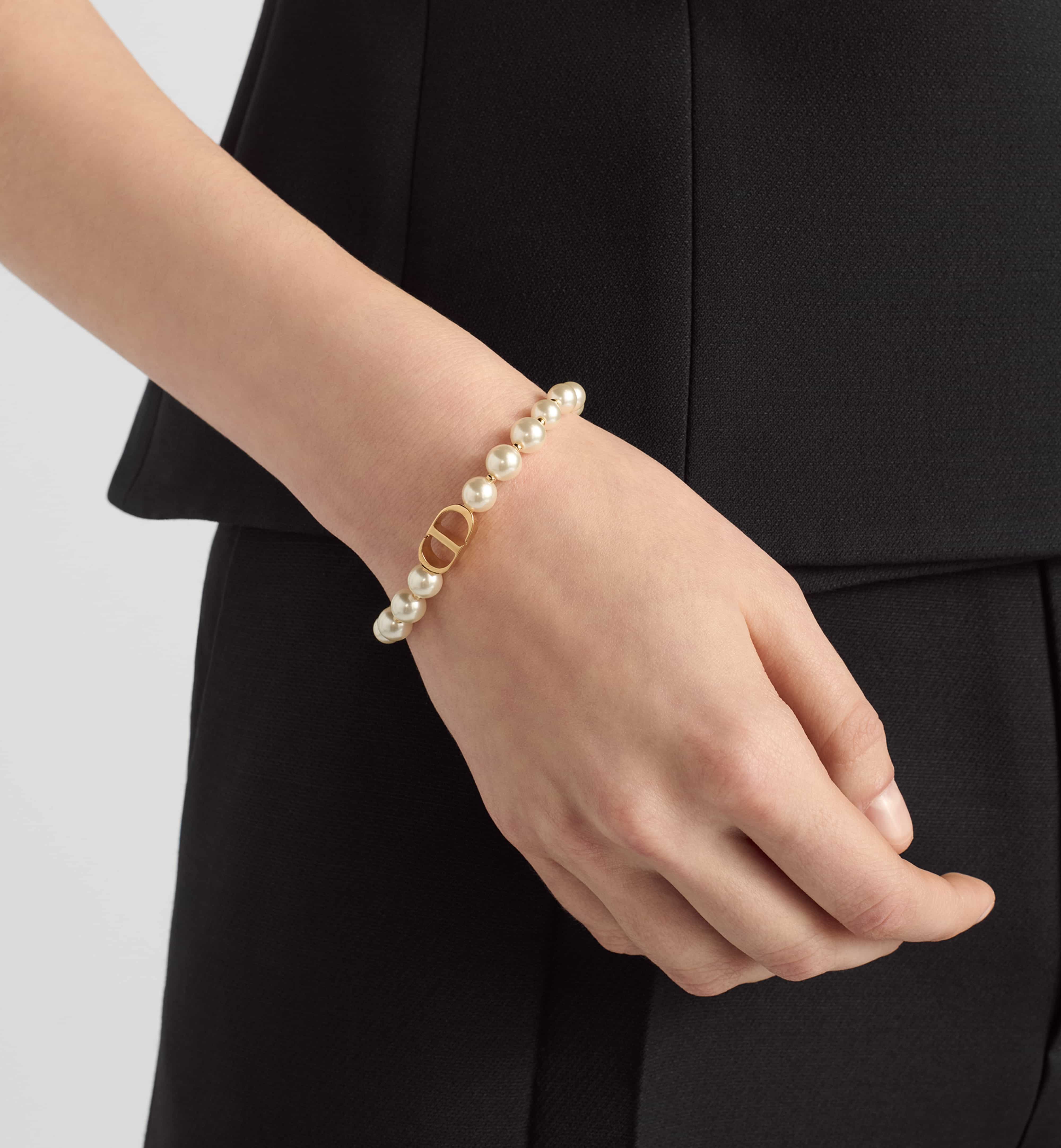 Vòng tay Dior 30 Montaigne Bracelet Gold-Finish Metal and White Resin Pearls 2