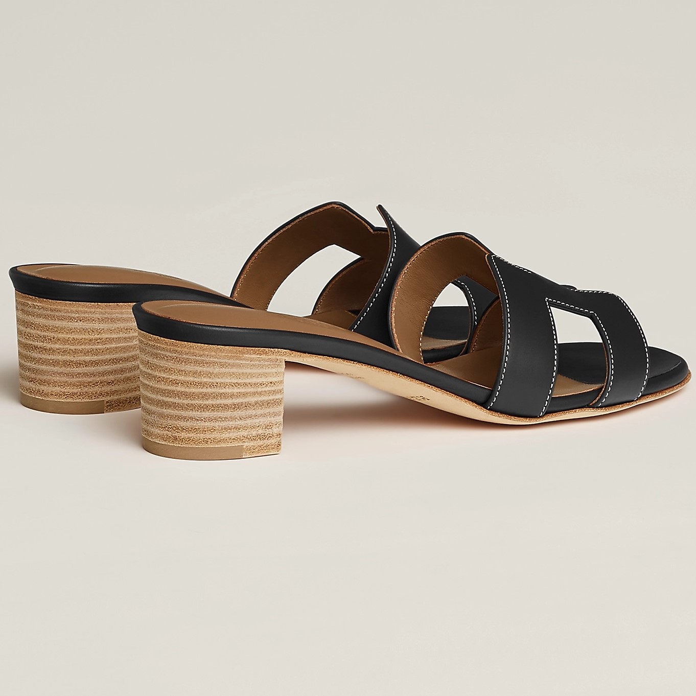 GUỐC NỮ HERMÈS HM OASIS SANDAL MULES SLIDES NOIR MÀU ĐEN 1