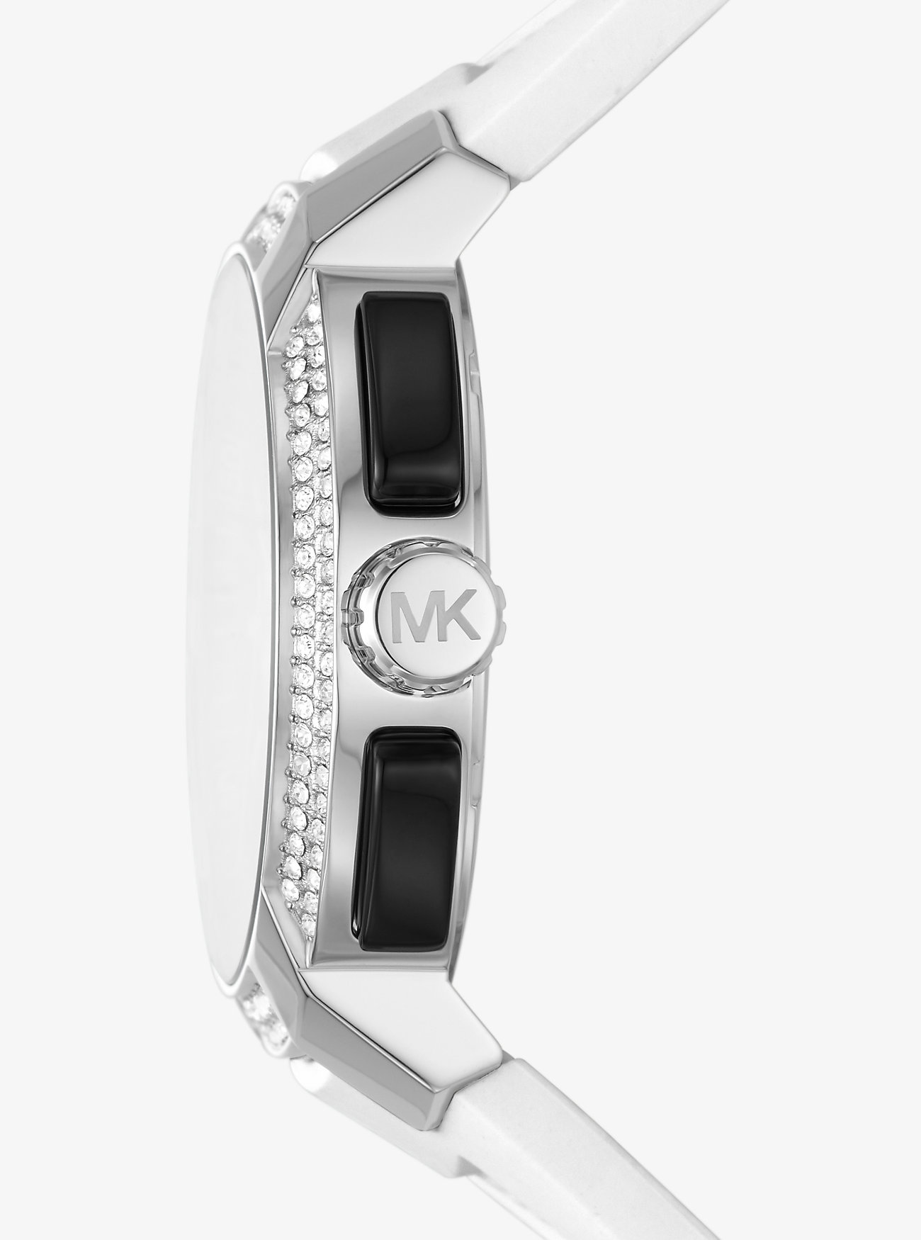 ĐỒNG HỒ MK NỮ MICHAEL KORS OVERSIZED PAVÉ SILVER-TONE AND SILICONE SPORT WATCH MK6947 6