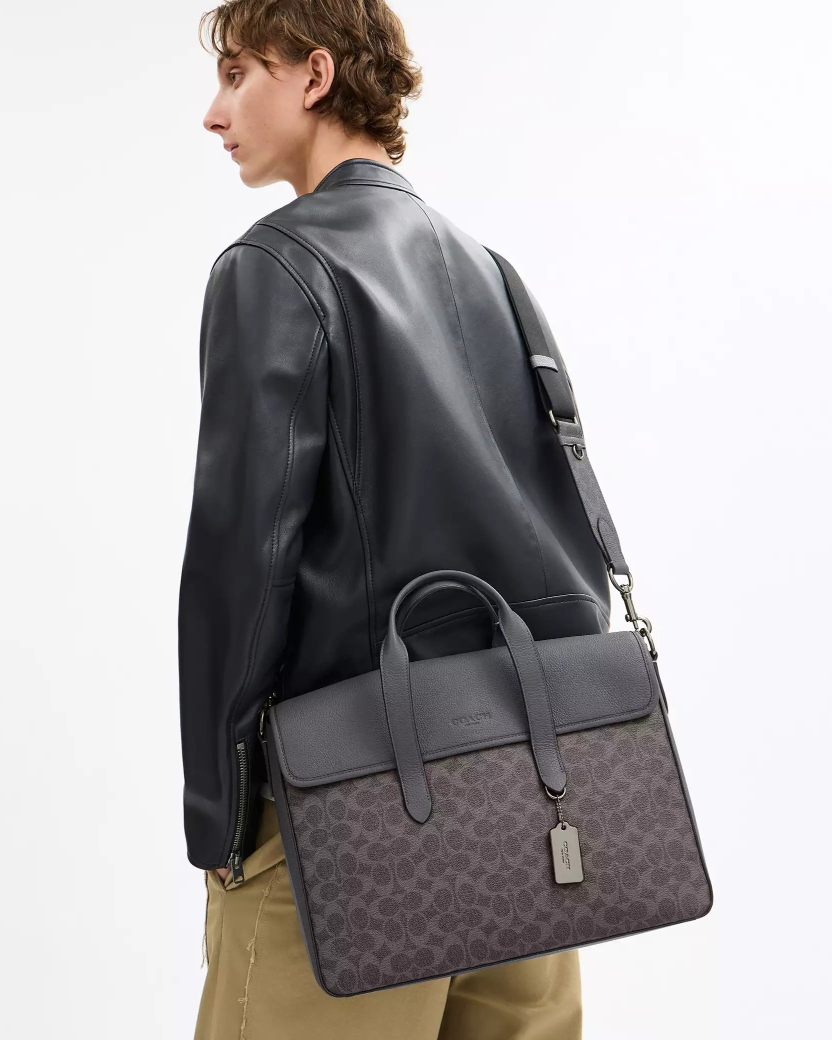 Túi Coach Sullivan Portfolio Brief In Signature Canvas Grey Charcoal CZ402 4