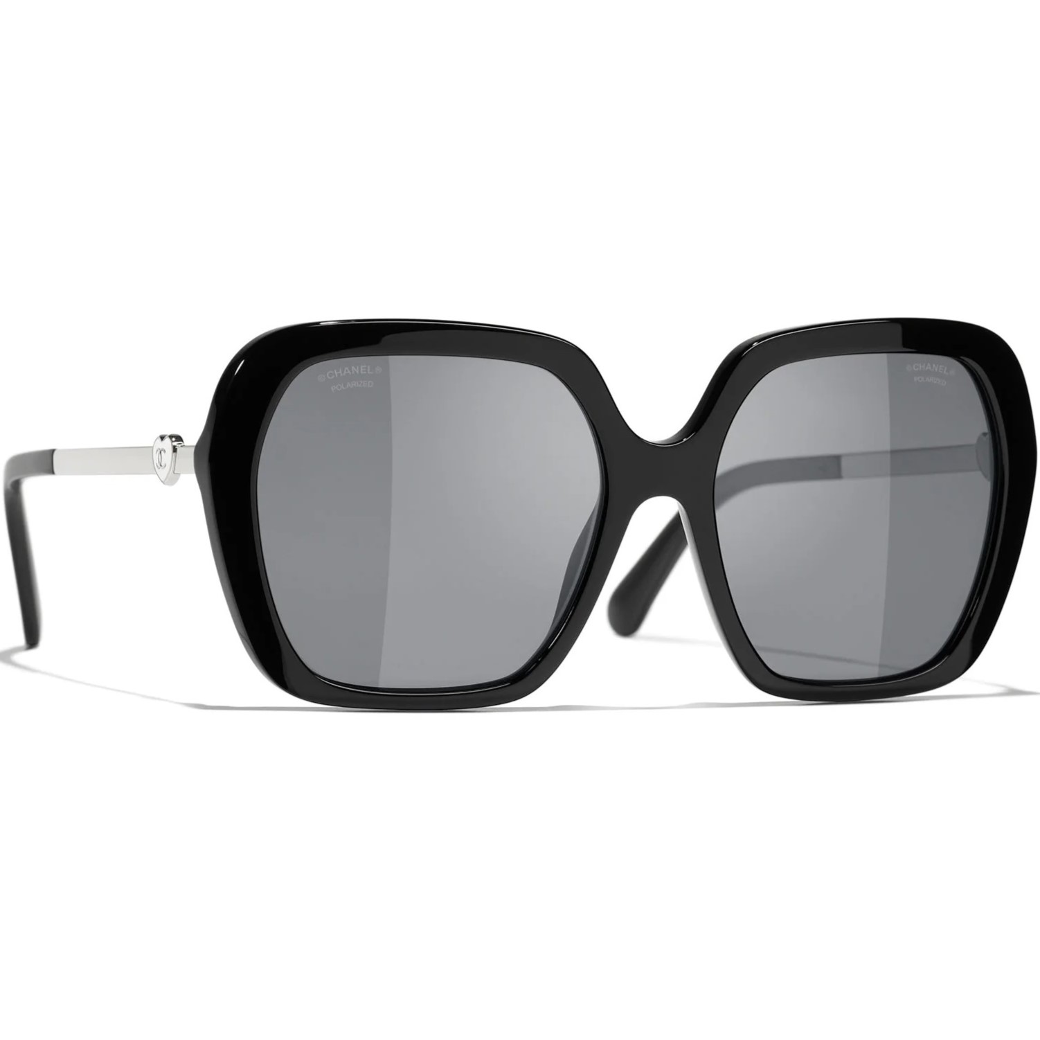 Mắt kính Chanel Square Sunglasses Acetate Metal Frame Black Grey 5521 6