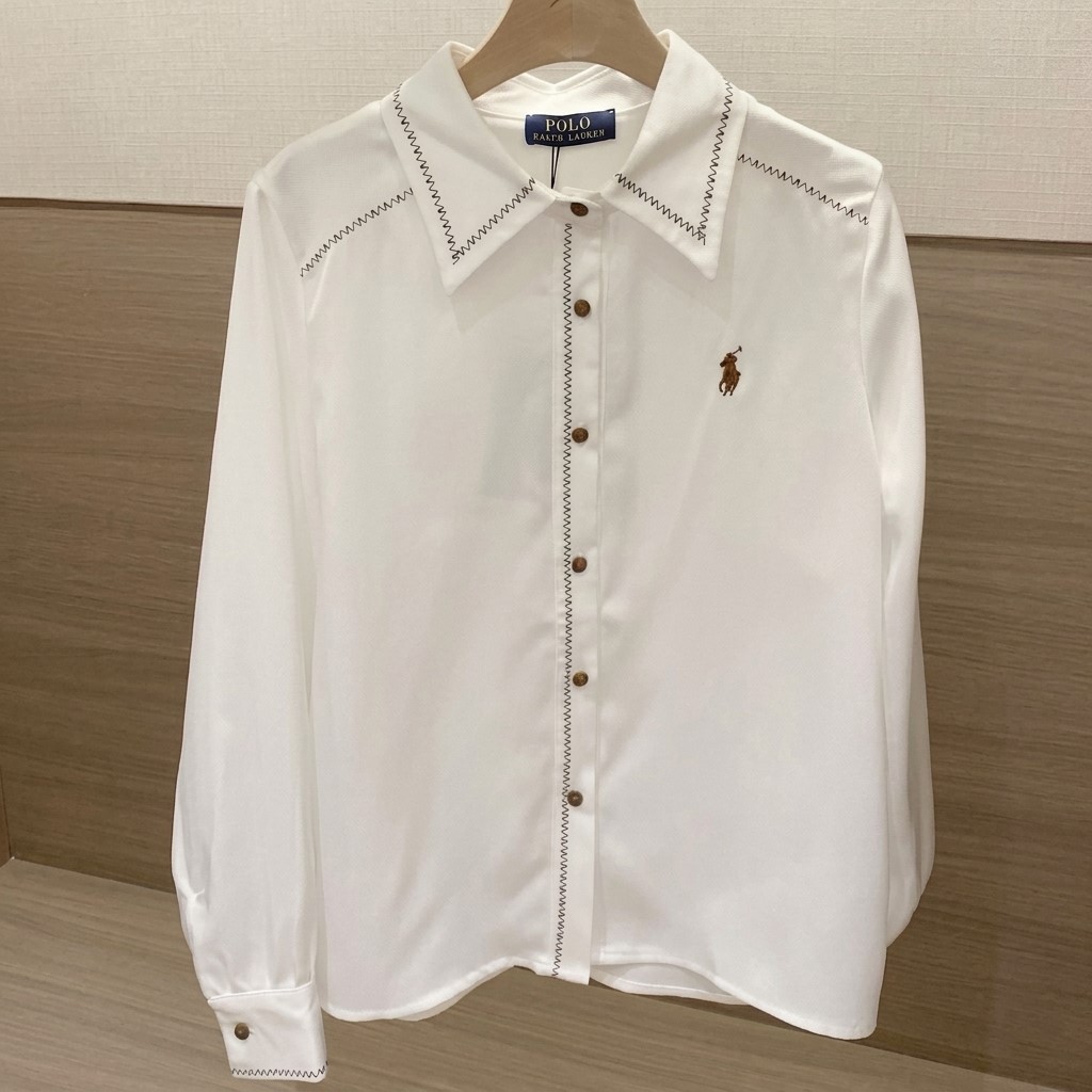 Áo sơ mi lụa tay dài màu trắng kem Polo 3