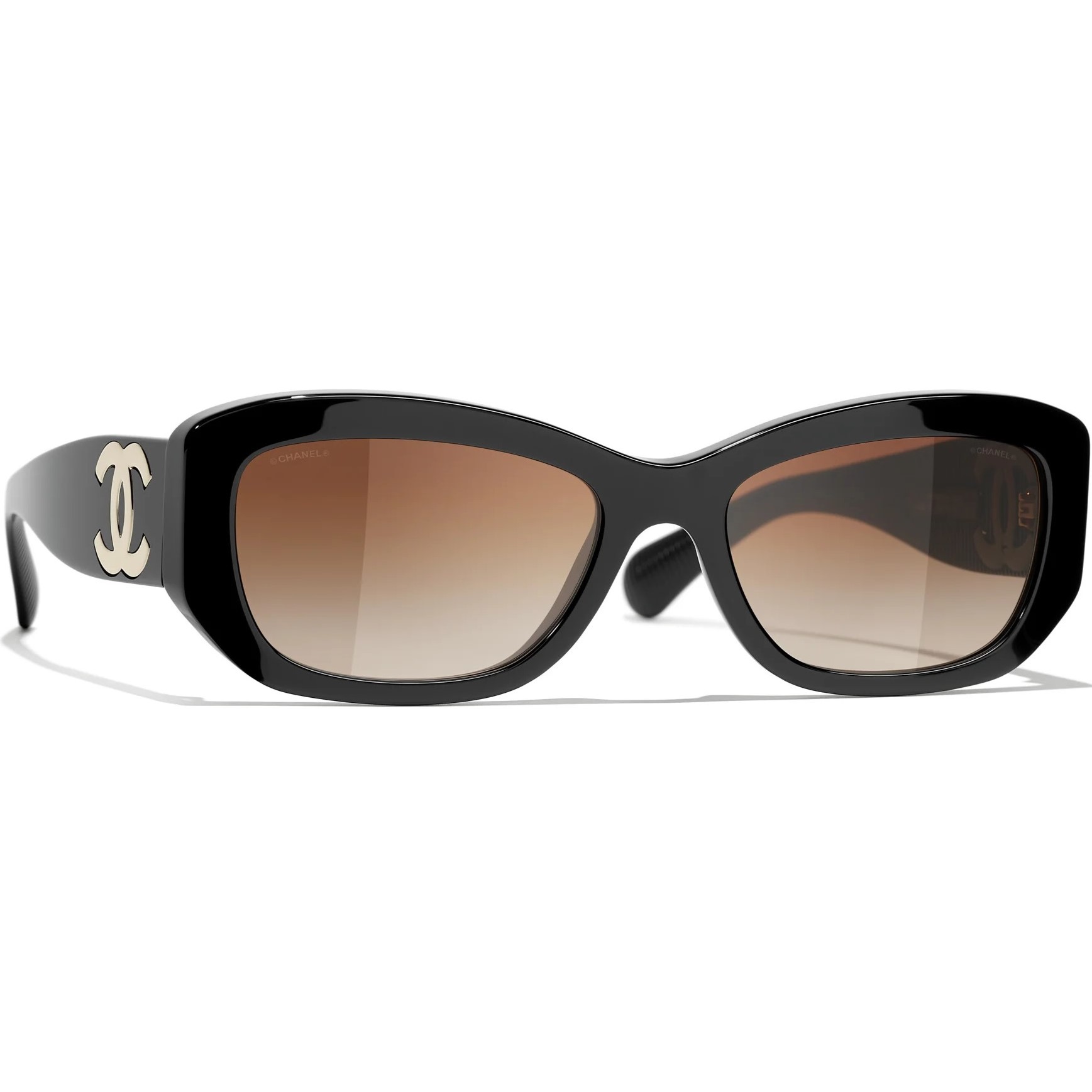 Kính Mát Nữ Chanel Rectangle Black Acetate Sunglasses 5493 5