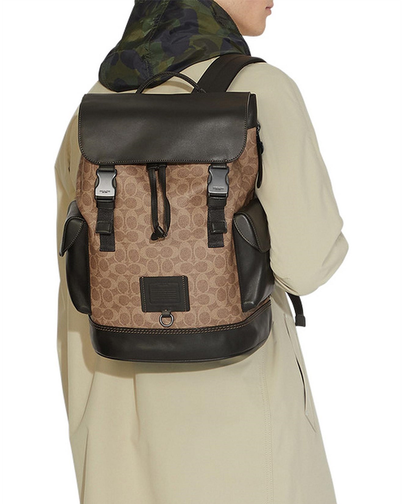 Balo Coach Rivington Backpack In Signature Canvas Black Copper Khaki 40344 5