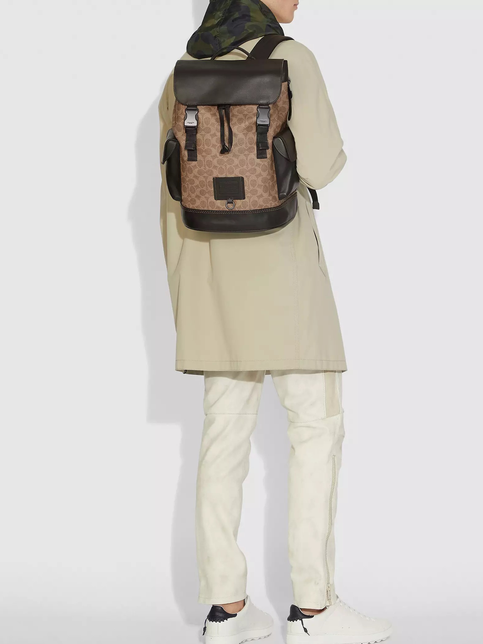 Balo Coach Rivington Backpack In Signature Canvas Black Copper Khaki 40344 7