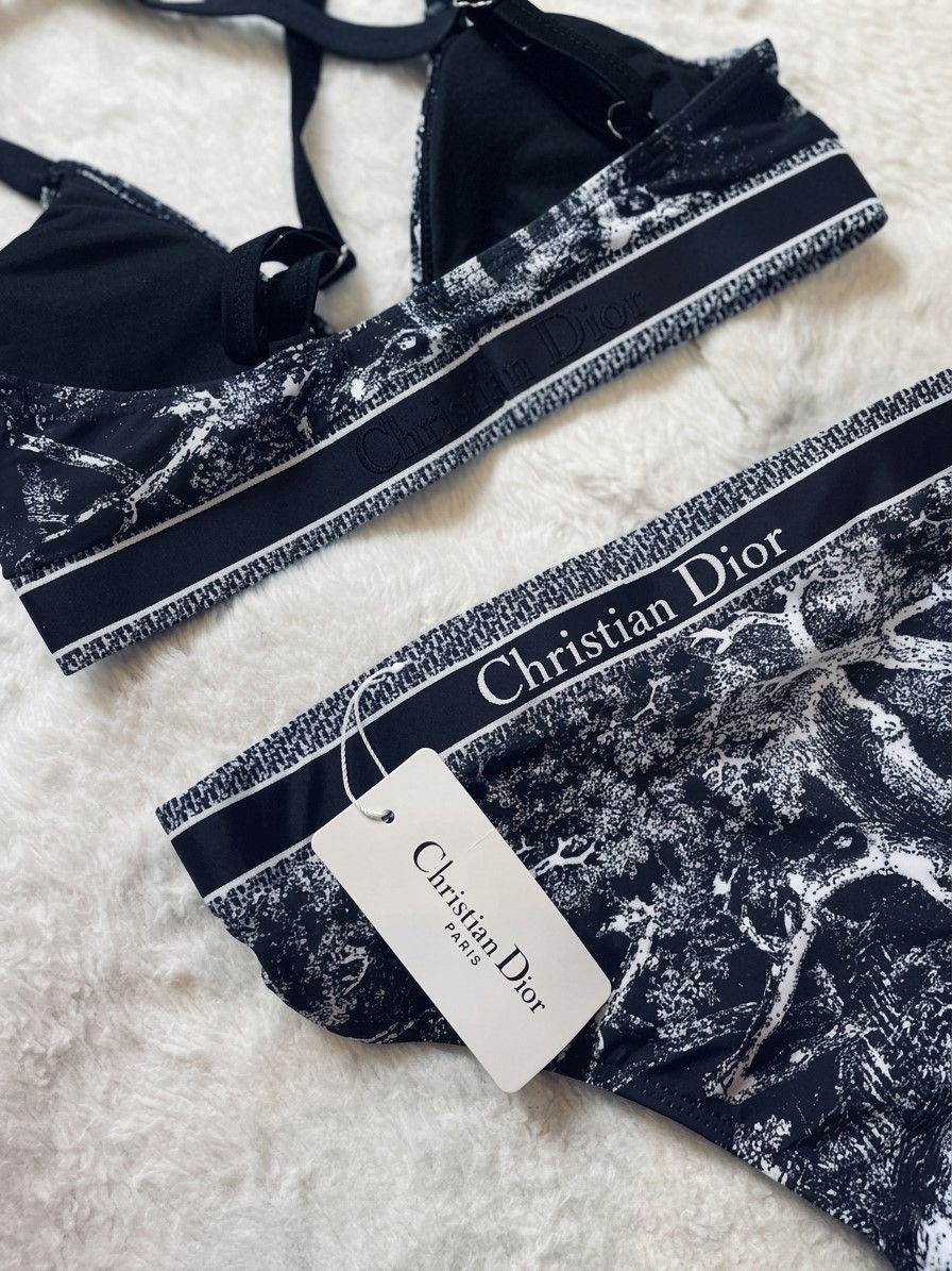 Bikini hai mảnh họa tiết Dior 3