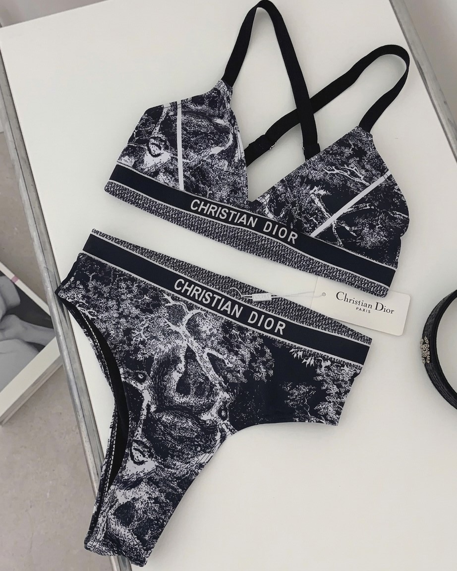 Bikini hai mảnh họa tiết Dior 5