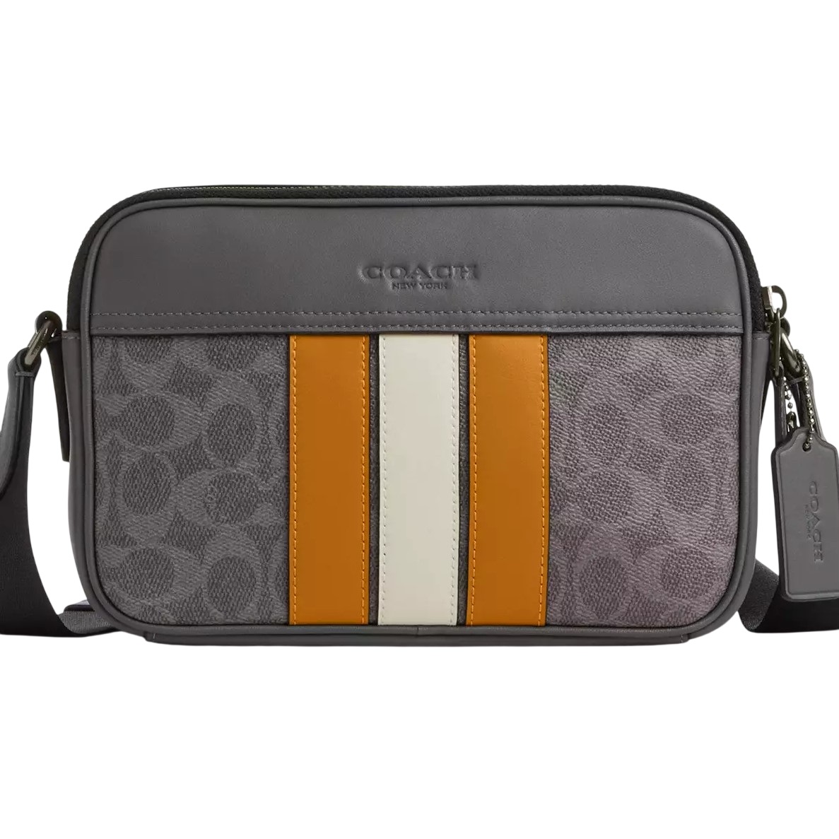 Túi Coach Nam Graham Crossbody Bag In Signature Canvas With Varsity Stripe Grey CCG30 3