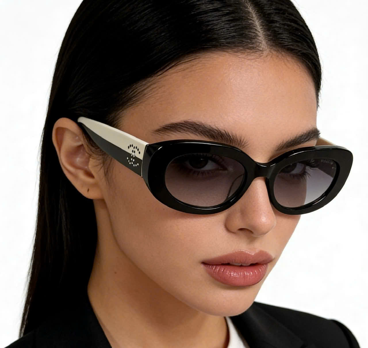 Mắt kính Chanel Oval sunglasses Black Acetate Frame Gray Lenses 5562B 3