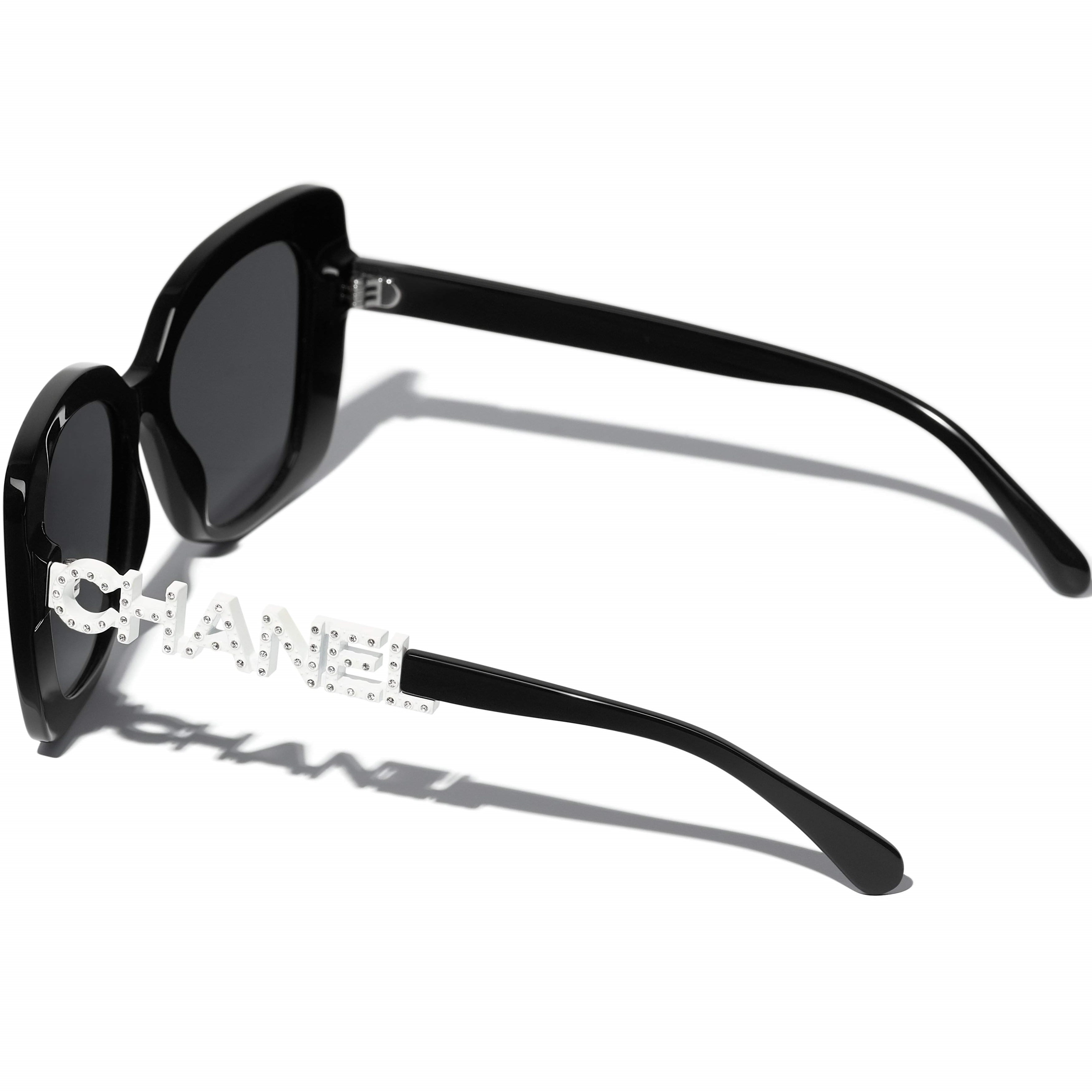 Mắt kính Chanel Square Sunglasses Black Acetate Frame Grey Lenses CH5422B 6