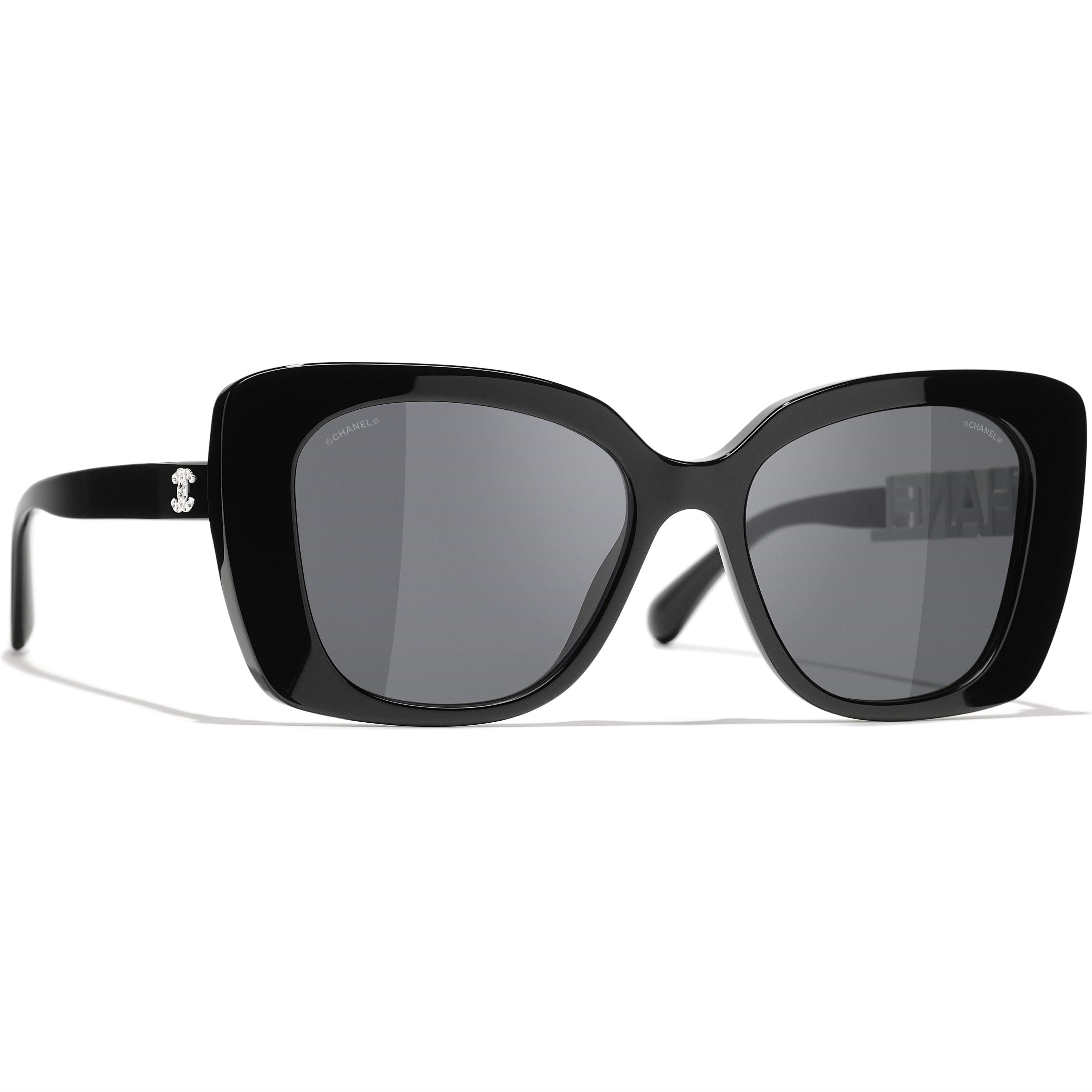 Mắt kính Chanel Square Sunglasses Black Acetate Frame Grey Lenses CH5422B 7