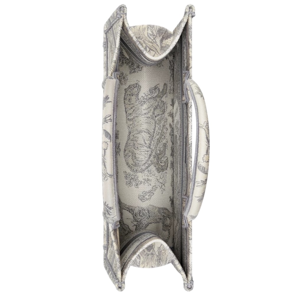 Túi xách nữ Medium Dior Book Tote Ecru and Gray Toile de Jouy Embroidery 1