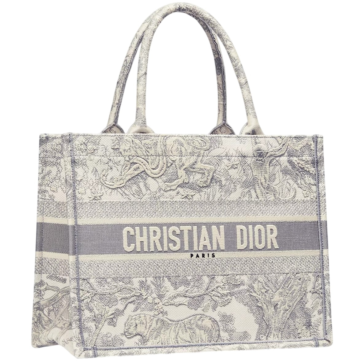 Túi xách nữ Medium Dior Book Tote Ecru and Gray Toile de Jouy Embroidery 5