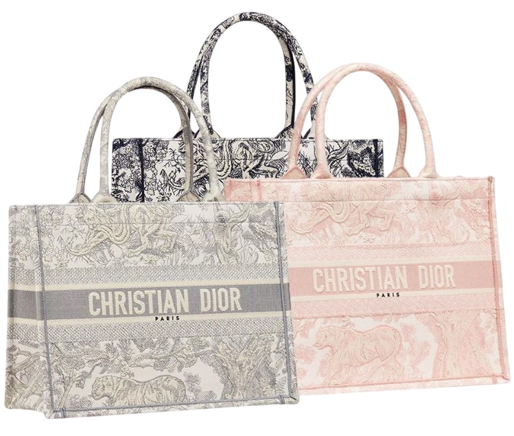 Túi xách nữ Medium Dior Book Tote Ecru and Gray Toile de Jouy Embroidery 4
