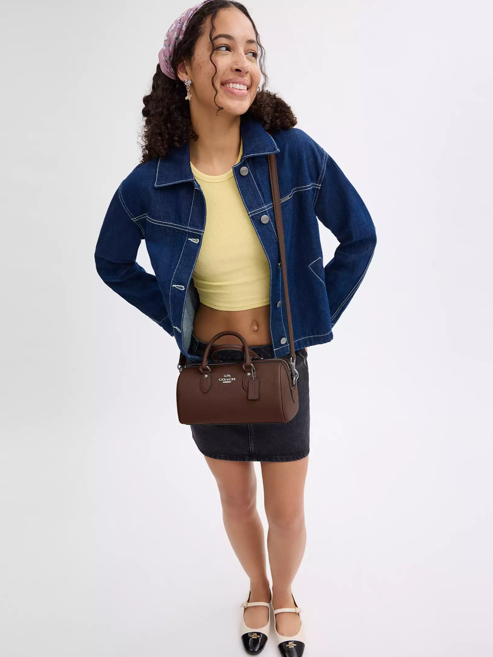 Túi Coach trống Rowan Long Satchel Bag Maple CV964 4