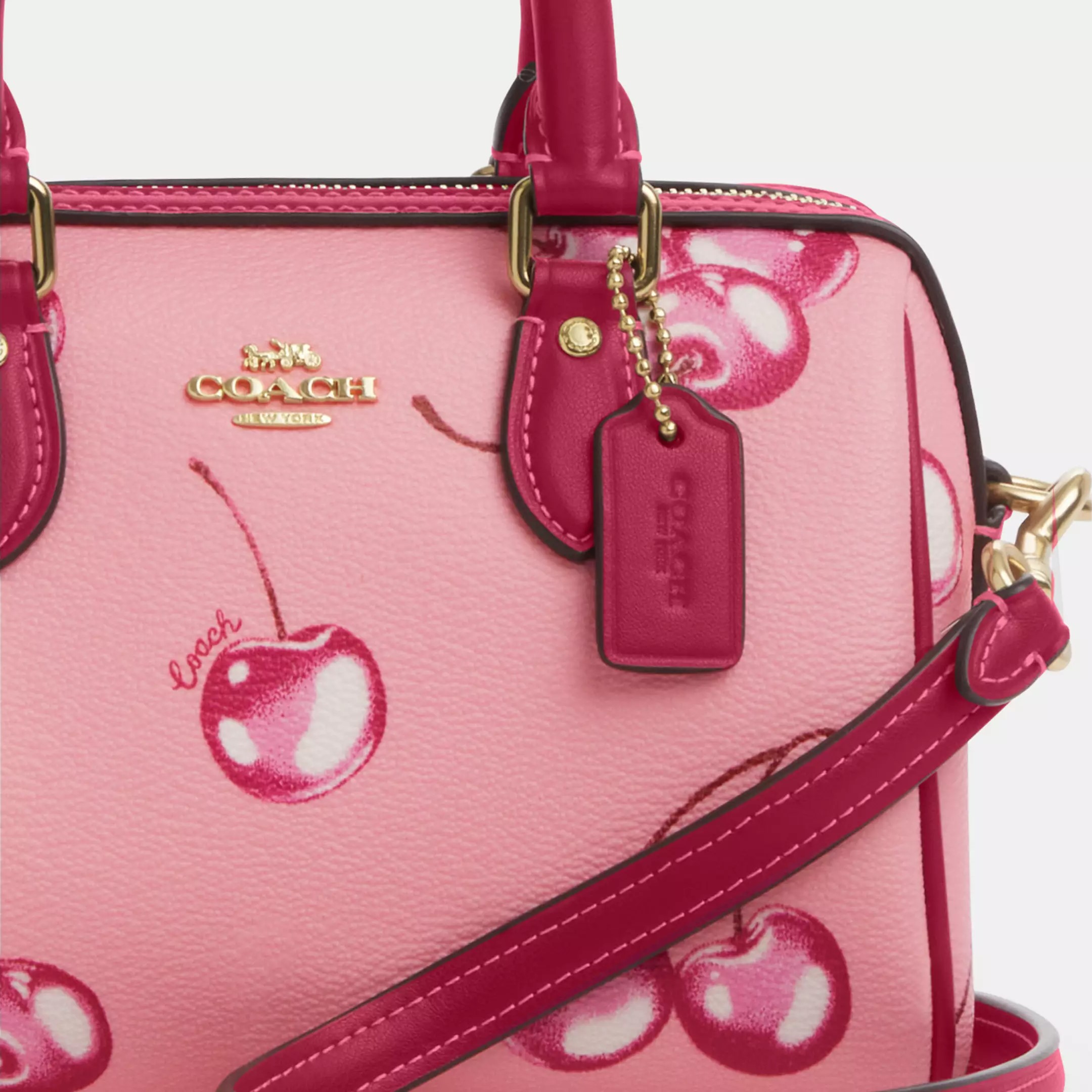 Túi Coach Mini Rowan Crossbody in Cherry Print Flower Pink Bright Violet CR245 2