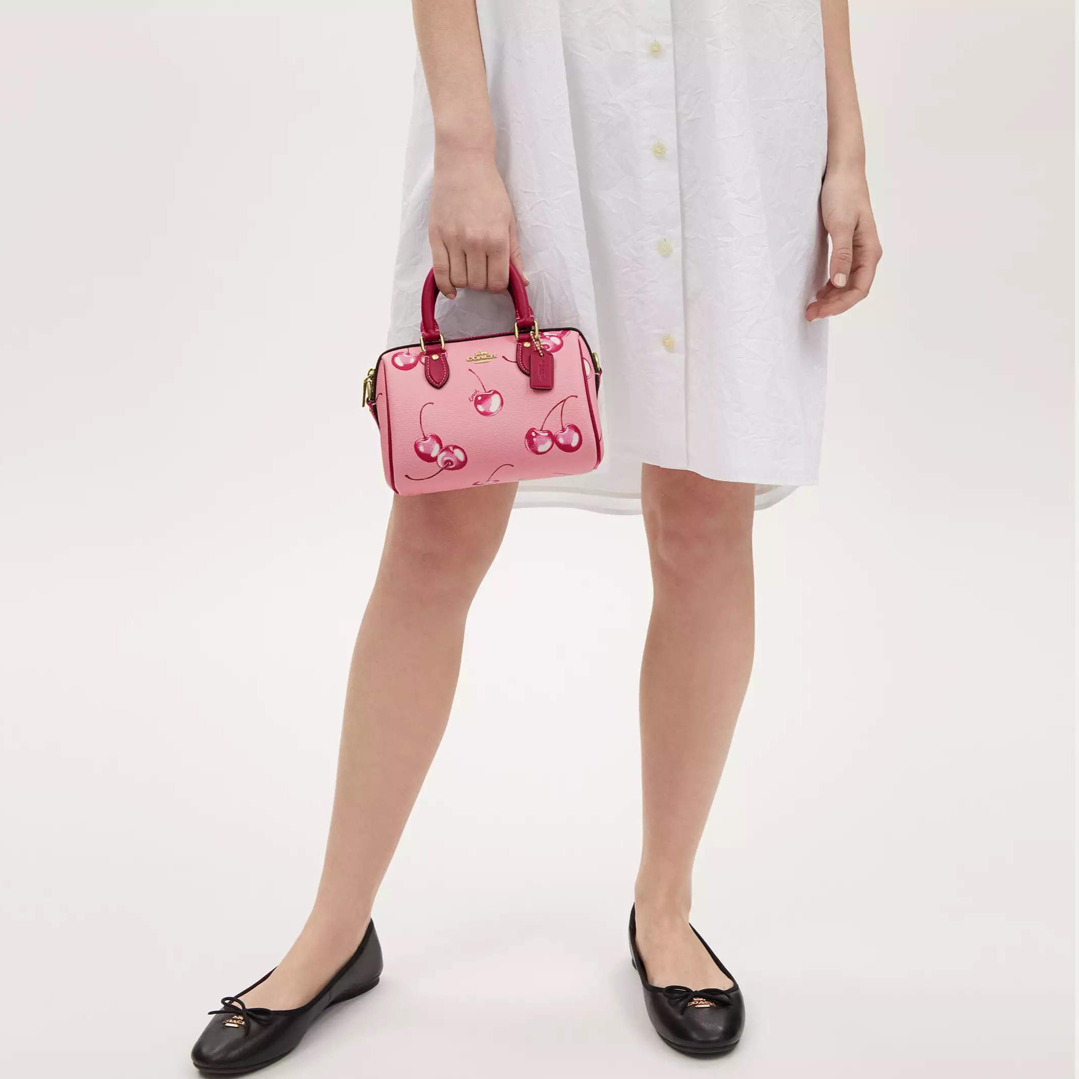 Túi Coach Mini Rowan Crossbody in Cherry Print Flower Pink Bright Violet CR245 5