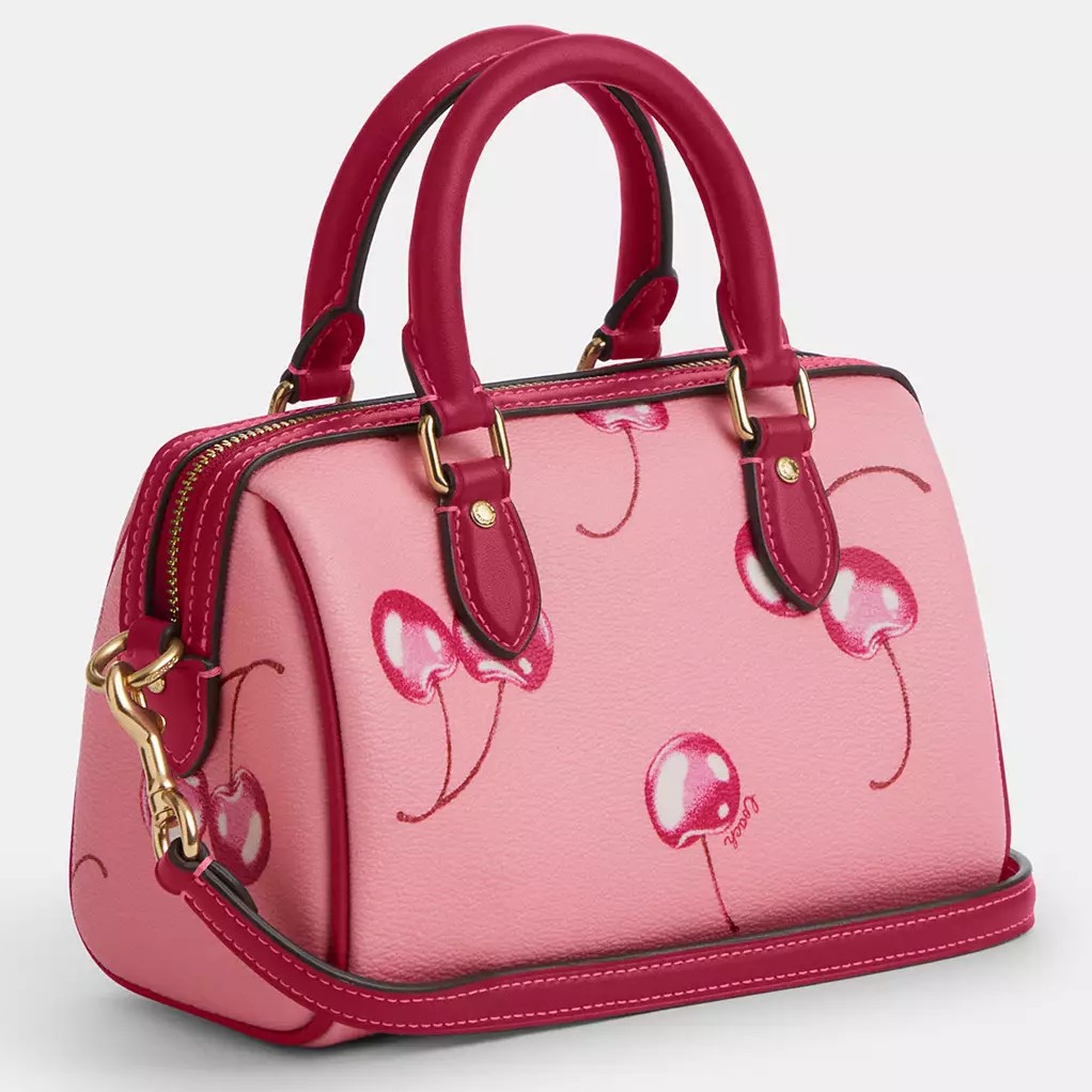 Túi Coach Mini Rowan Crossbody in Cherry Print Flower Pink Bright Violet CR245 6