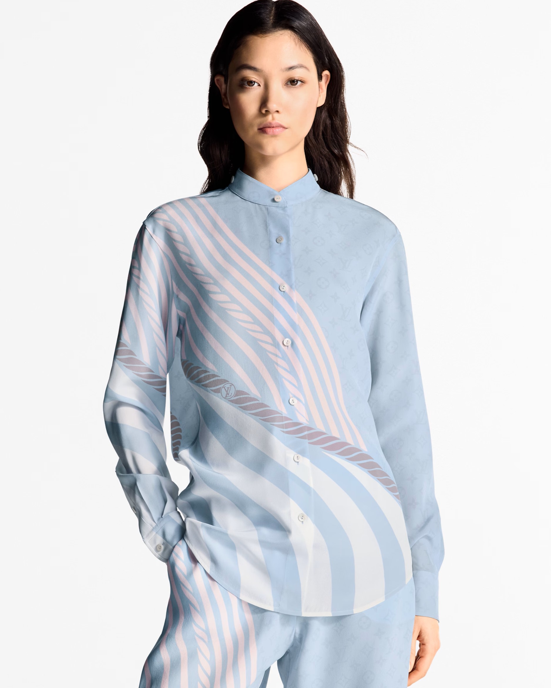 Quần LV nữ Louis Vuitton Wave Print Pajama Pants 1AHHQY 8