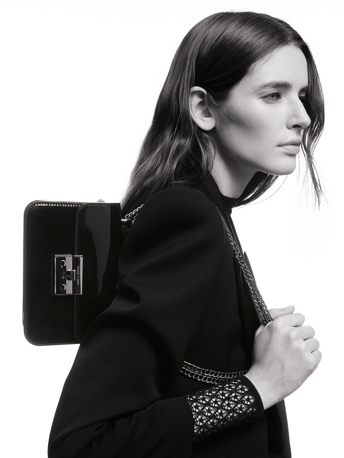 TÚI XÁCH NỮ CHARLES KEITH ALVA PATENT PUSH-LOCK CHAIN BAG BLACK CK2-80701391 7