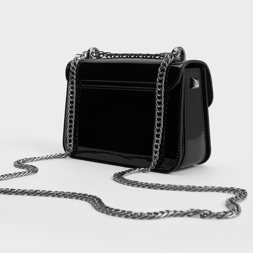 TÚI XÁCH NỮ CHARLES KEITH ALVA PATENT PUSH-LOCK CHAIN BAG BLACK CK2-80701391 9