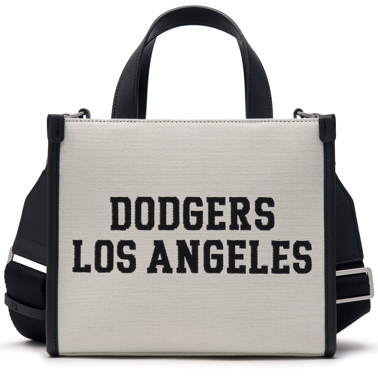 TÚI TOTE MLB VARSITY JACQUARD LA DODGERS 3AORS024N-07CRM MÀU ĐEN XÁM 11