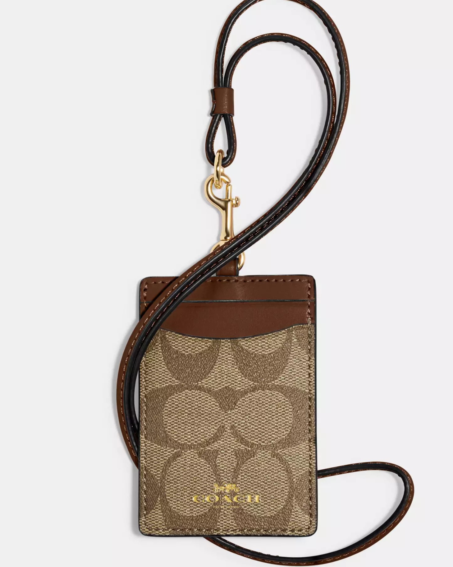 Dây đeo thẻ Coach ID Lanyard Signature Canvas Saddle 63274 1