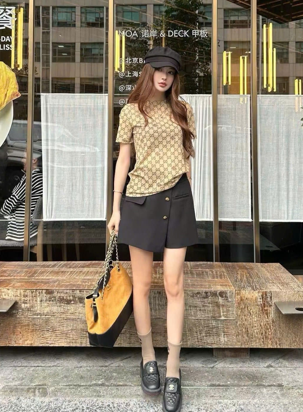 Set áo thun tay ngắn cổ tròn kèm quần short nữ Gucci 5