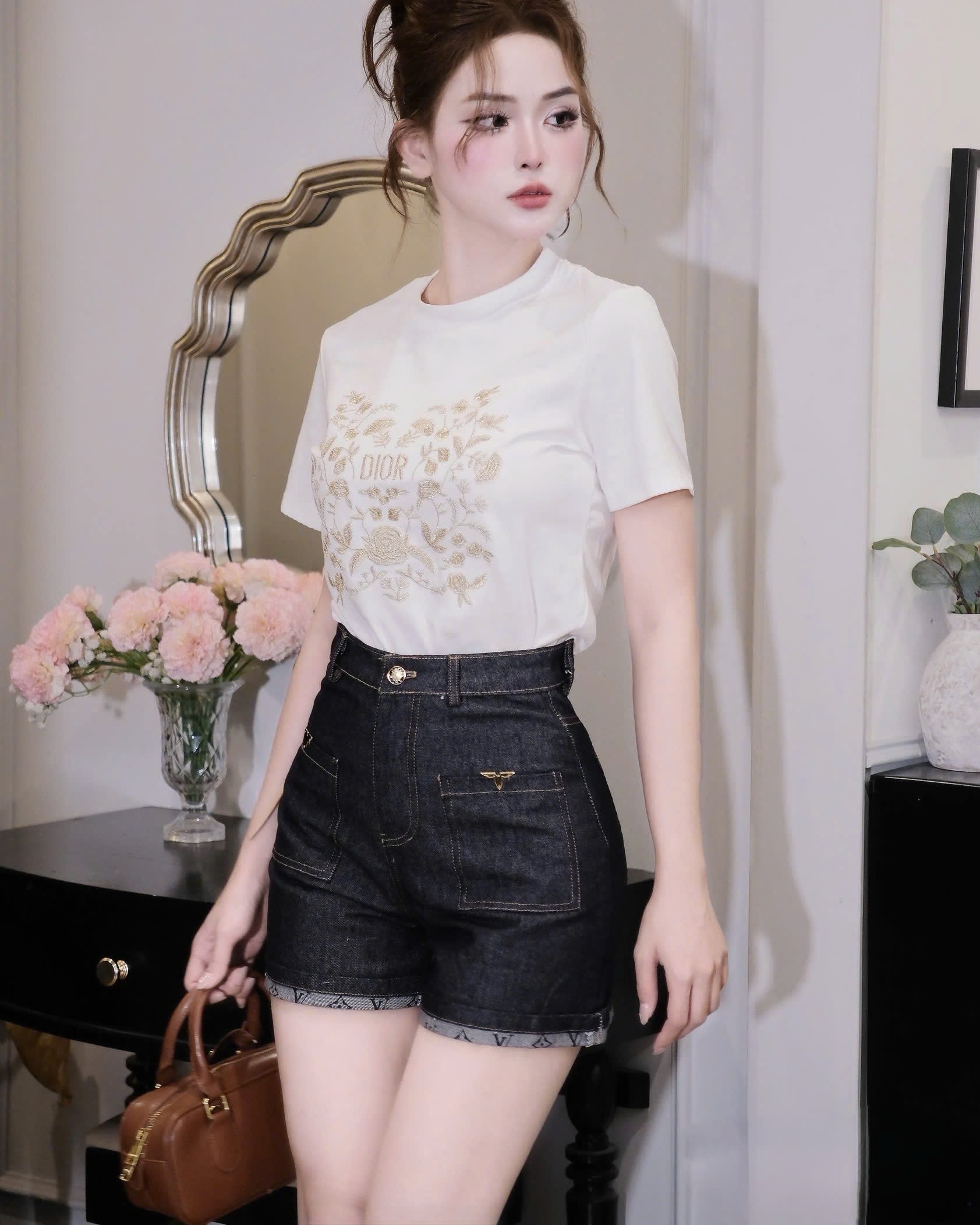 Áo họa tiết nữ tay ngắn Dior 7