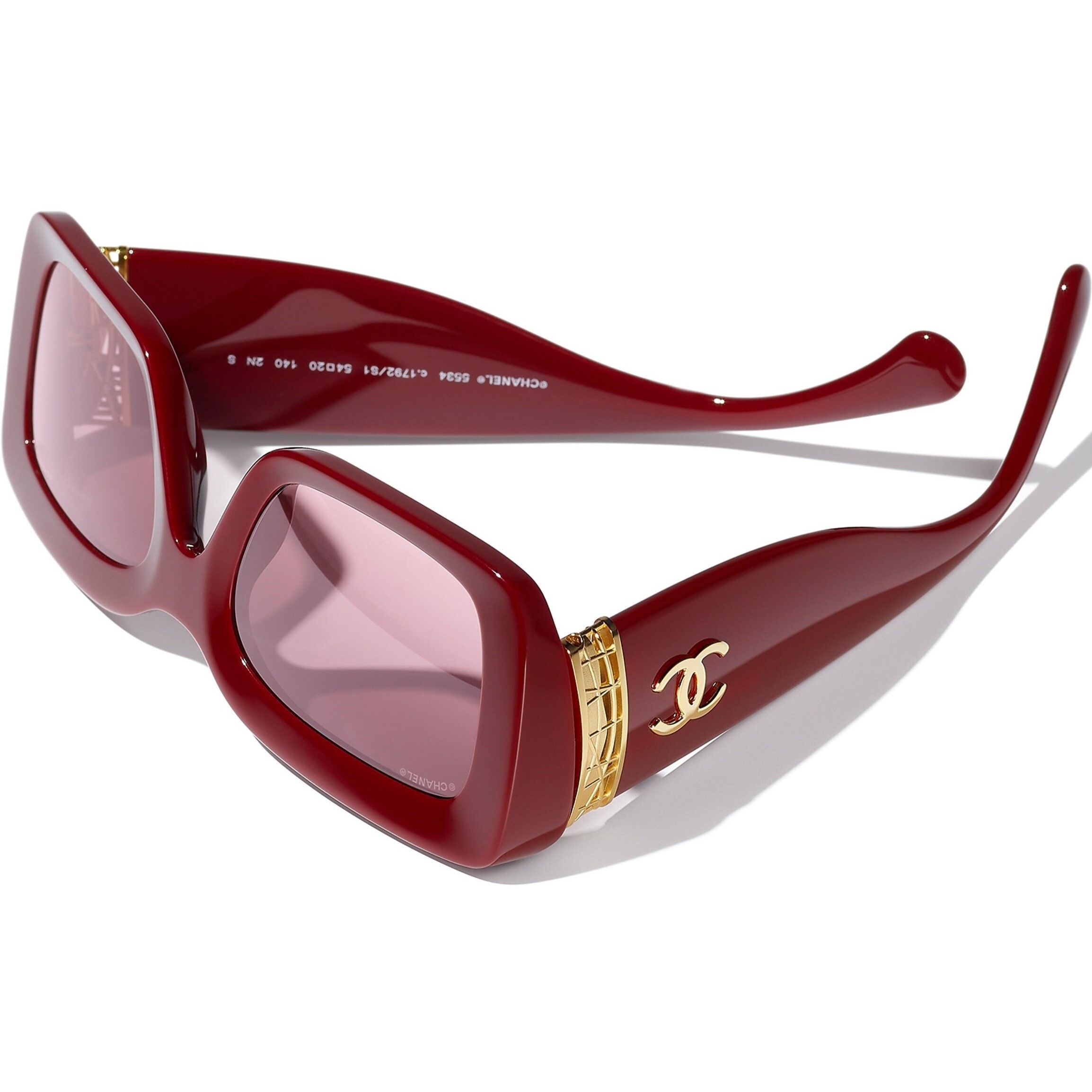 Kính mát Chanel Rectangle Sunglasses Burgundy Acetate Metal 5534 3