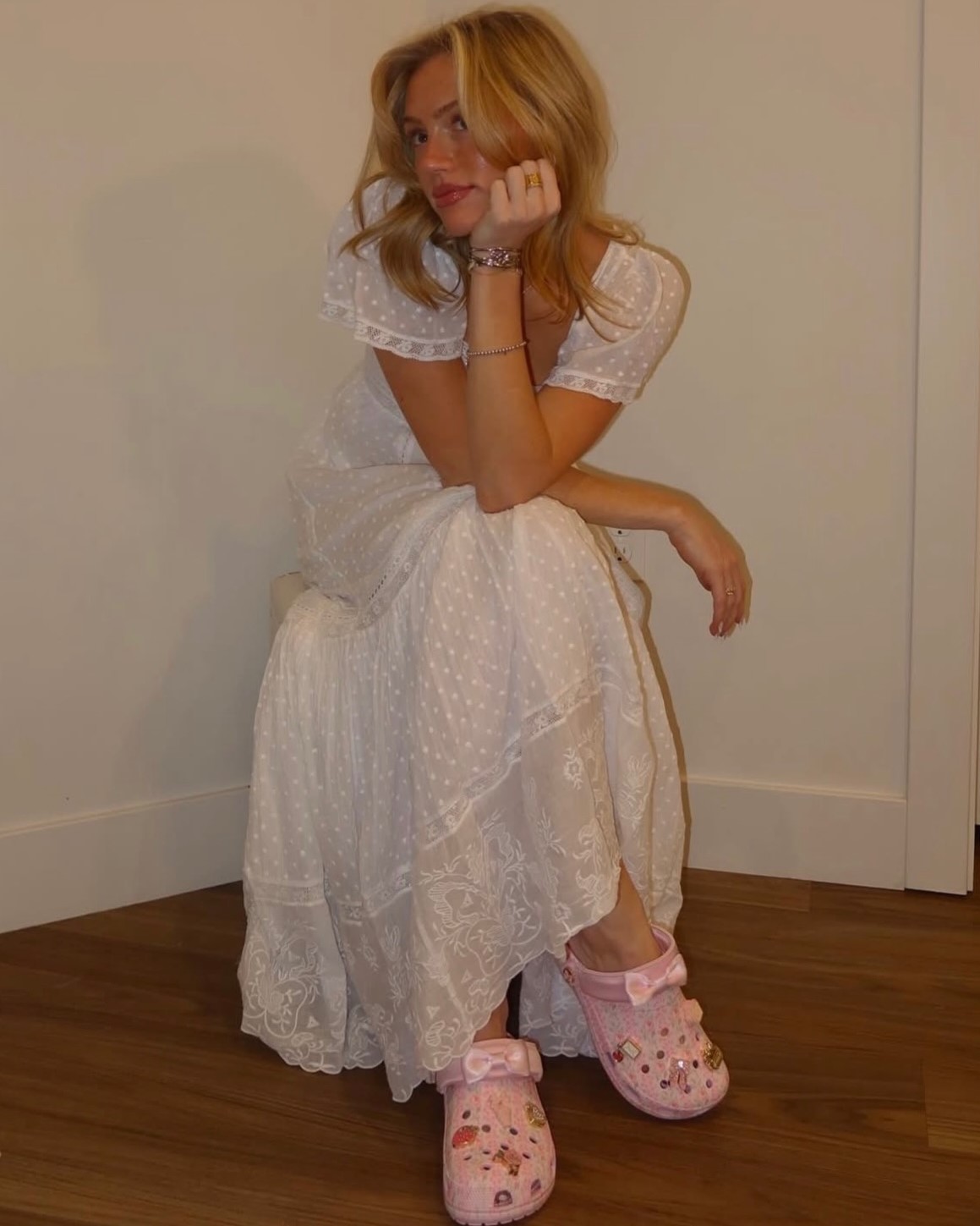 Giày Crocs LoveShackFancy Classic Clog Pink Milk 3