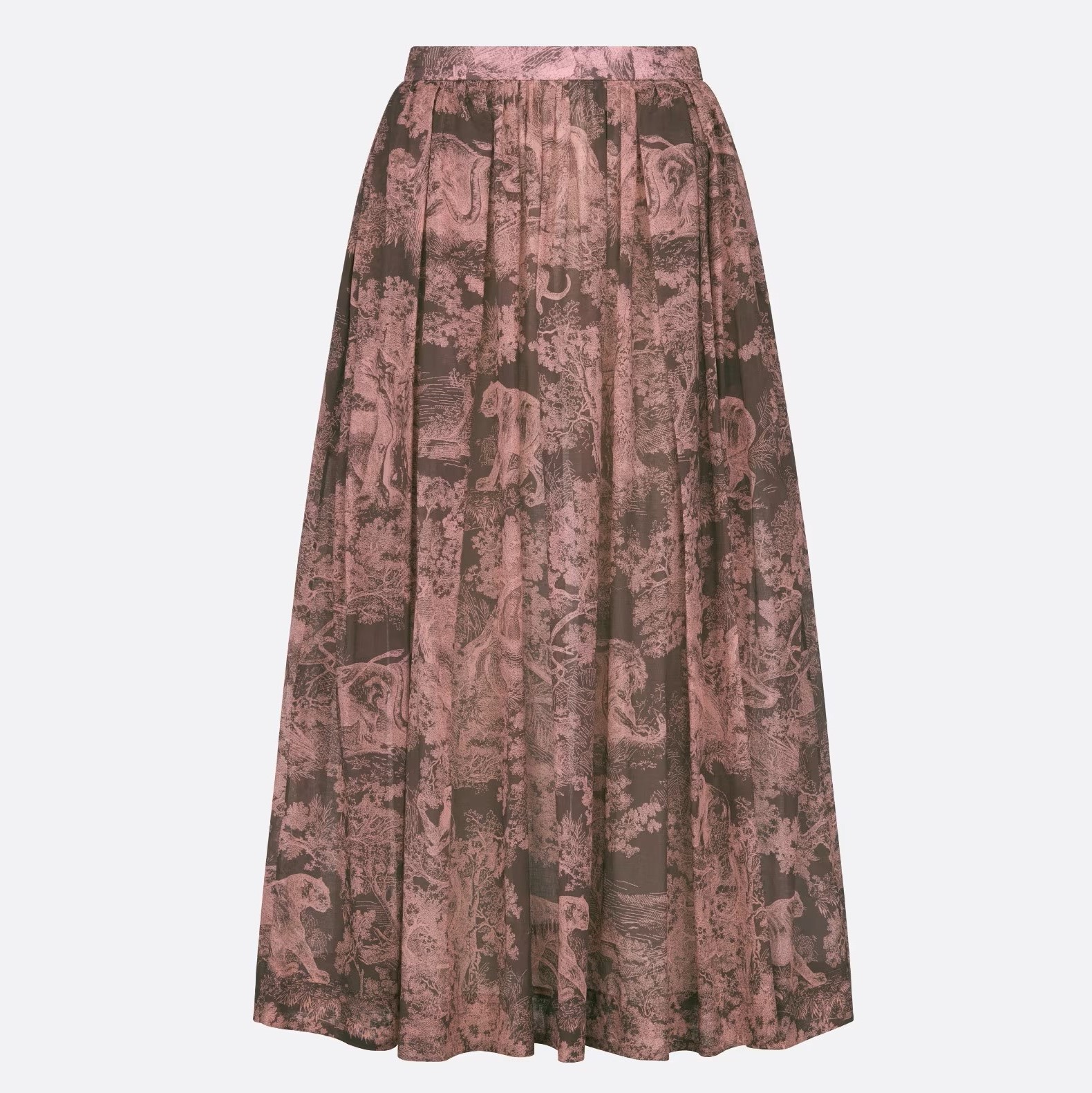 VÁY DIORIVIERA FLARED SKIRT GRAY AND PINK COTTON MUSLIN WITH TOILE DE JOUY REVERSE MOTIF 3