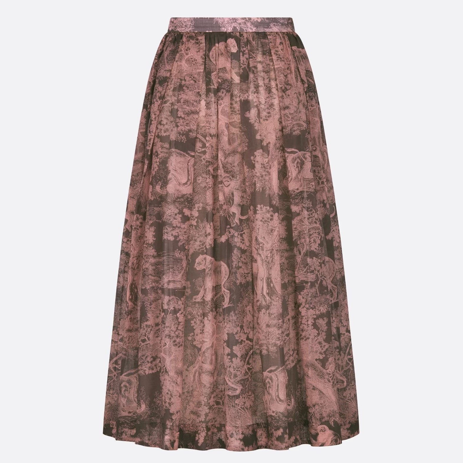 VÁY DIORIVIERA FLARED SKIRT GRAY AND PINK COTTON MUSLIN WITH TOILE DE JOUY REVERSE MOTIF 8