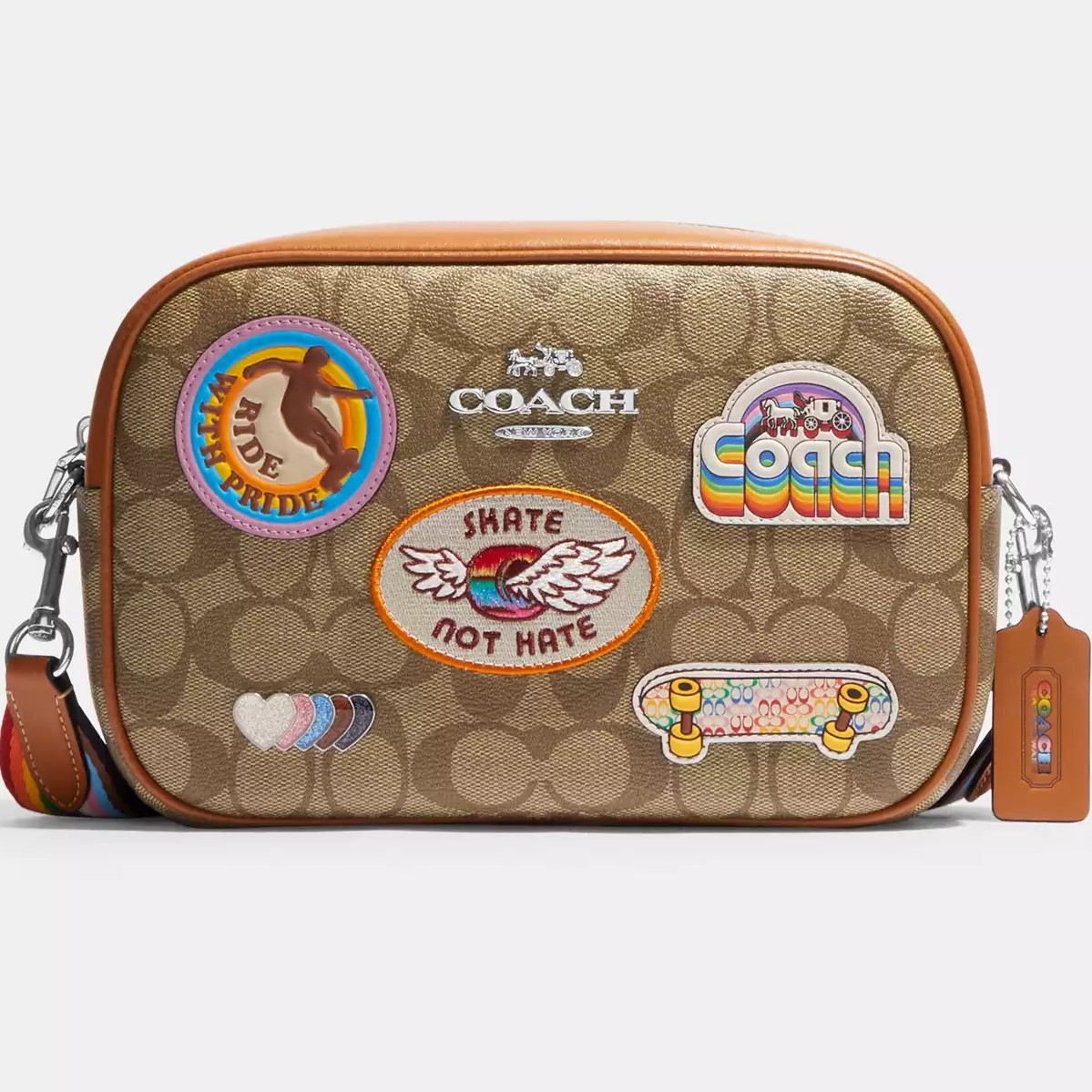 Túi đeo chéo Coach Jamie Camera Bag In Signature Canvas With Patches CJ605 2