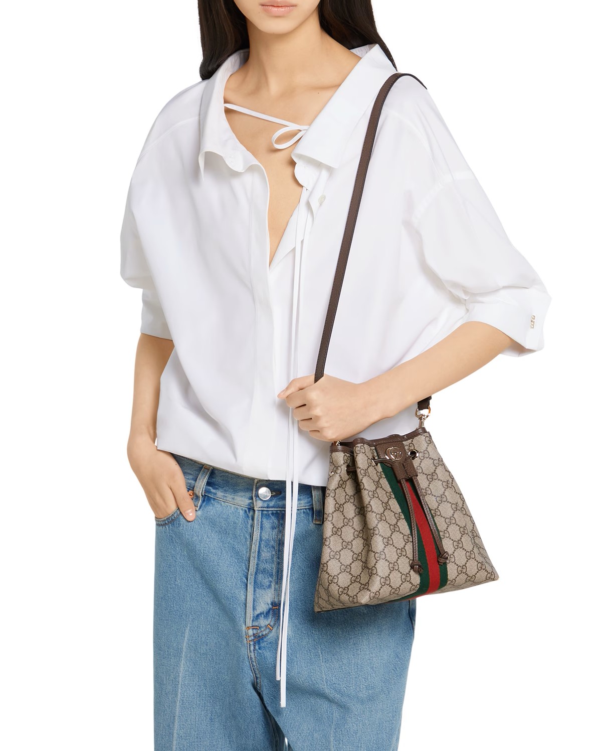 Túi Gucci Ophidia Small Bucket Bag Beige and Dark Brown GG Monogram 6