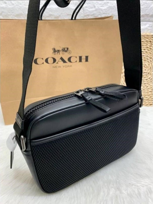 Túi đeo chéo nam Coach men s patch EDGE zipper crossbody bag classic simple  and versatile black shoulder bag