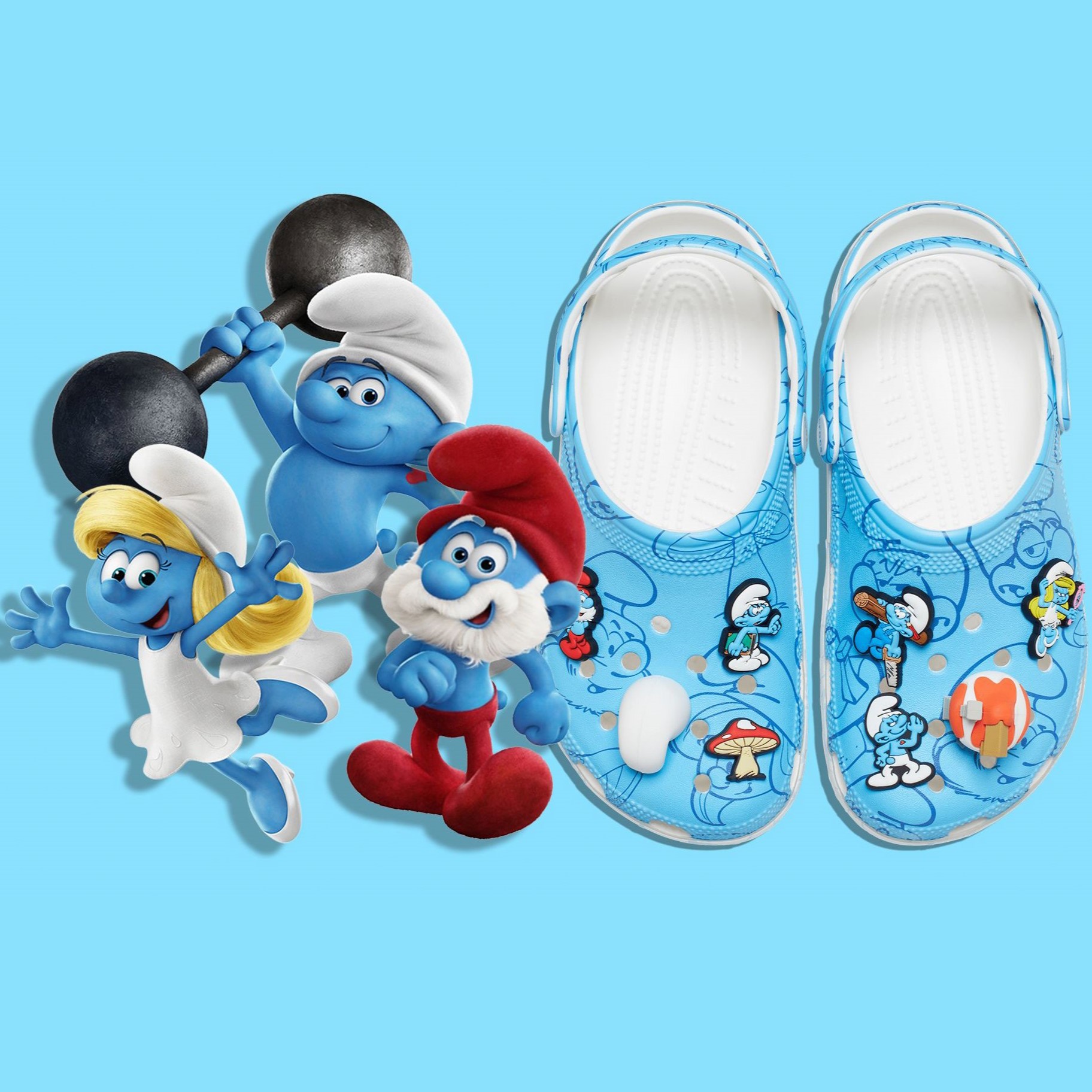 Giày Crocs Smurfs Classic Clog Allover Smurfs Print 11