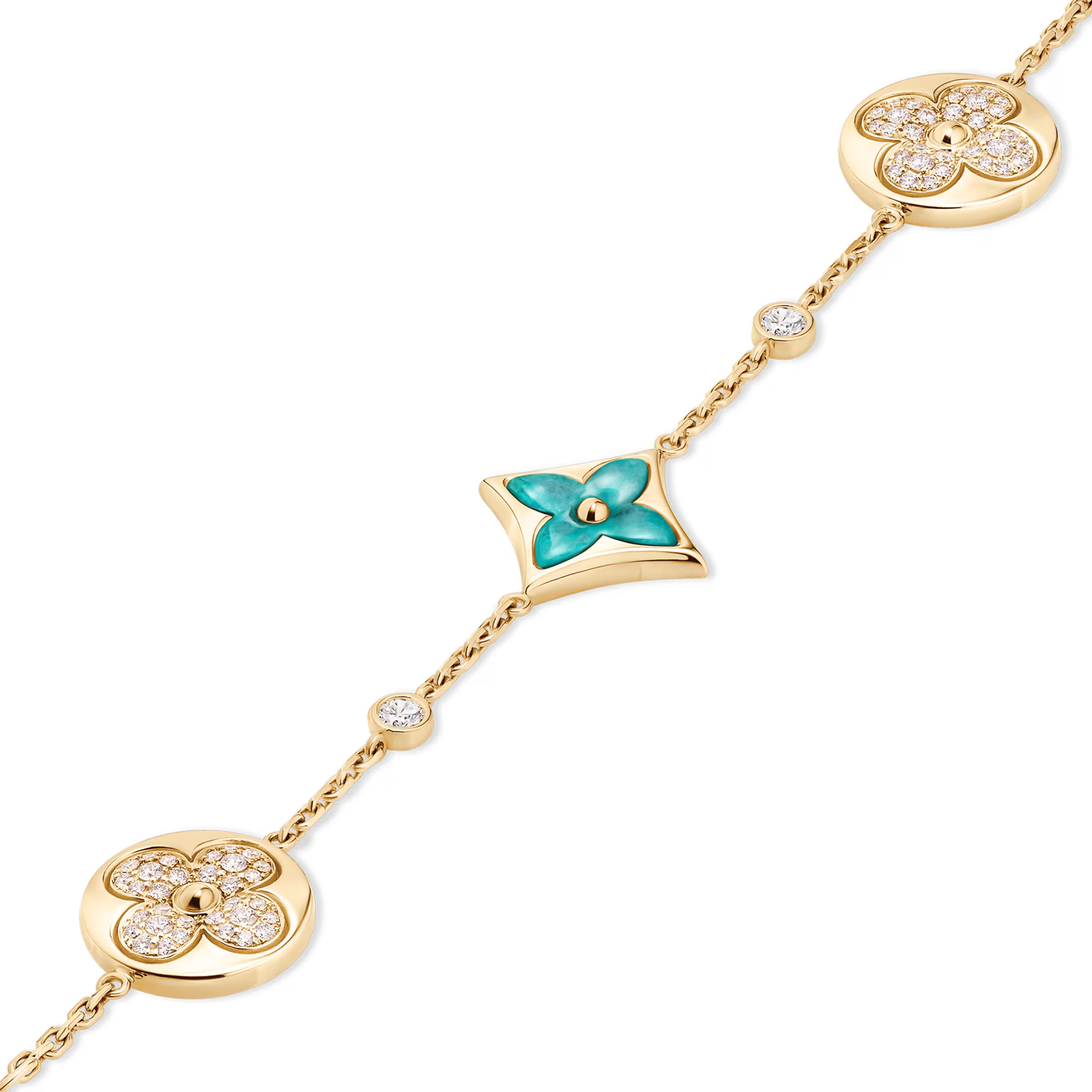 Vòng Tay Louis Vuitton Color Blossom BB Star and Sun Multi Motif Bracelet Yellow Gold Amazonite and Diamonds 6