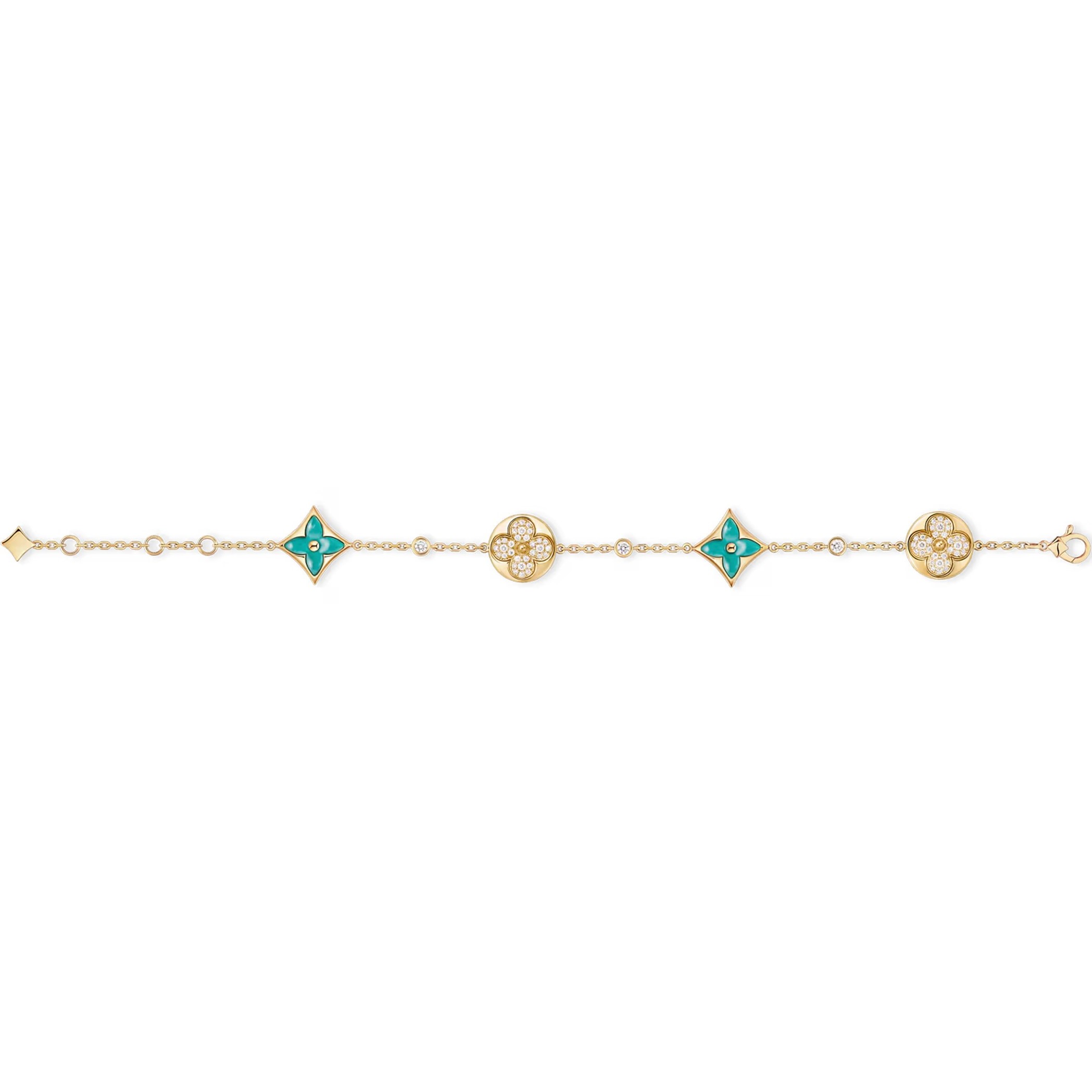 Vòng Tay Louis Vuitton Color Blossom BB Star and Sun Multi Motif Bracelet Yellow Gold Amazonite and Diamonds 7