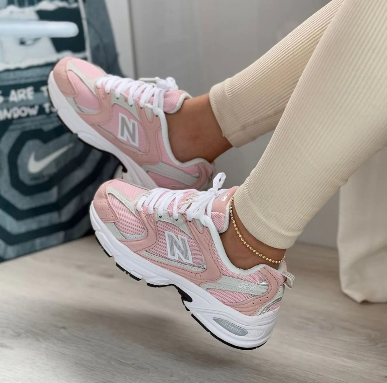 Giày New Balance 530 Pink Silver White Pink Suede Sneakers 9
