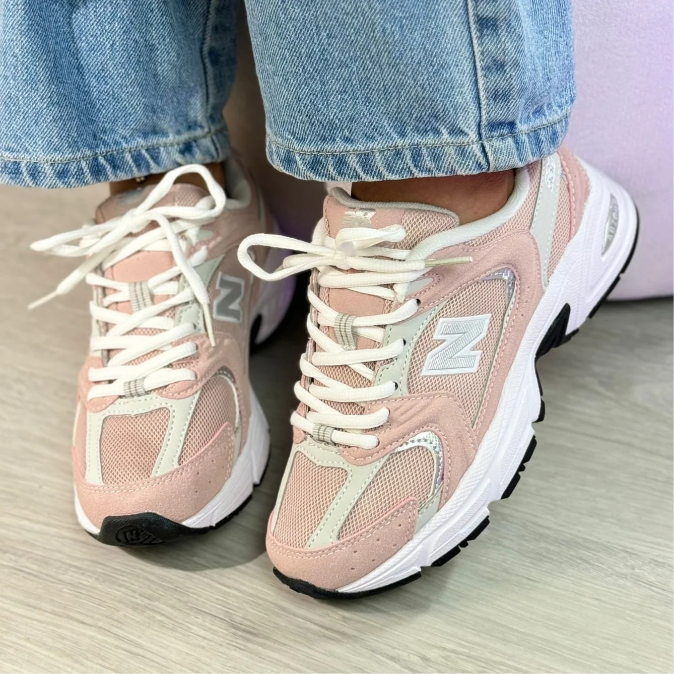Giày New Balance 530 Pink Silver White Pink Suede Sneakers 13