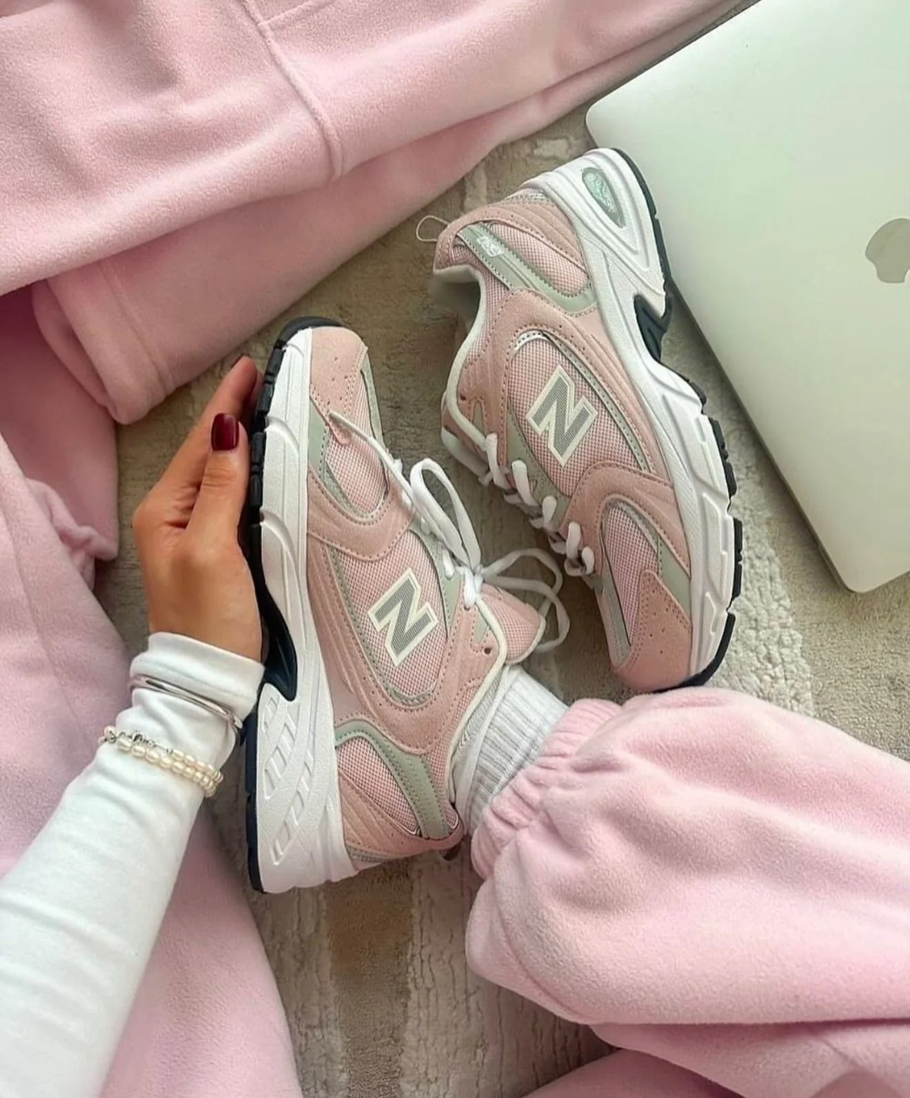 Giày New Balance 530 Pink Silver White Pink Suede Sneakers 14