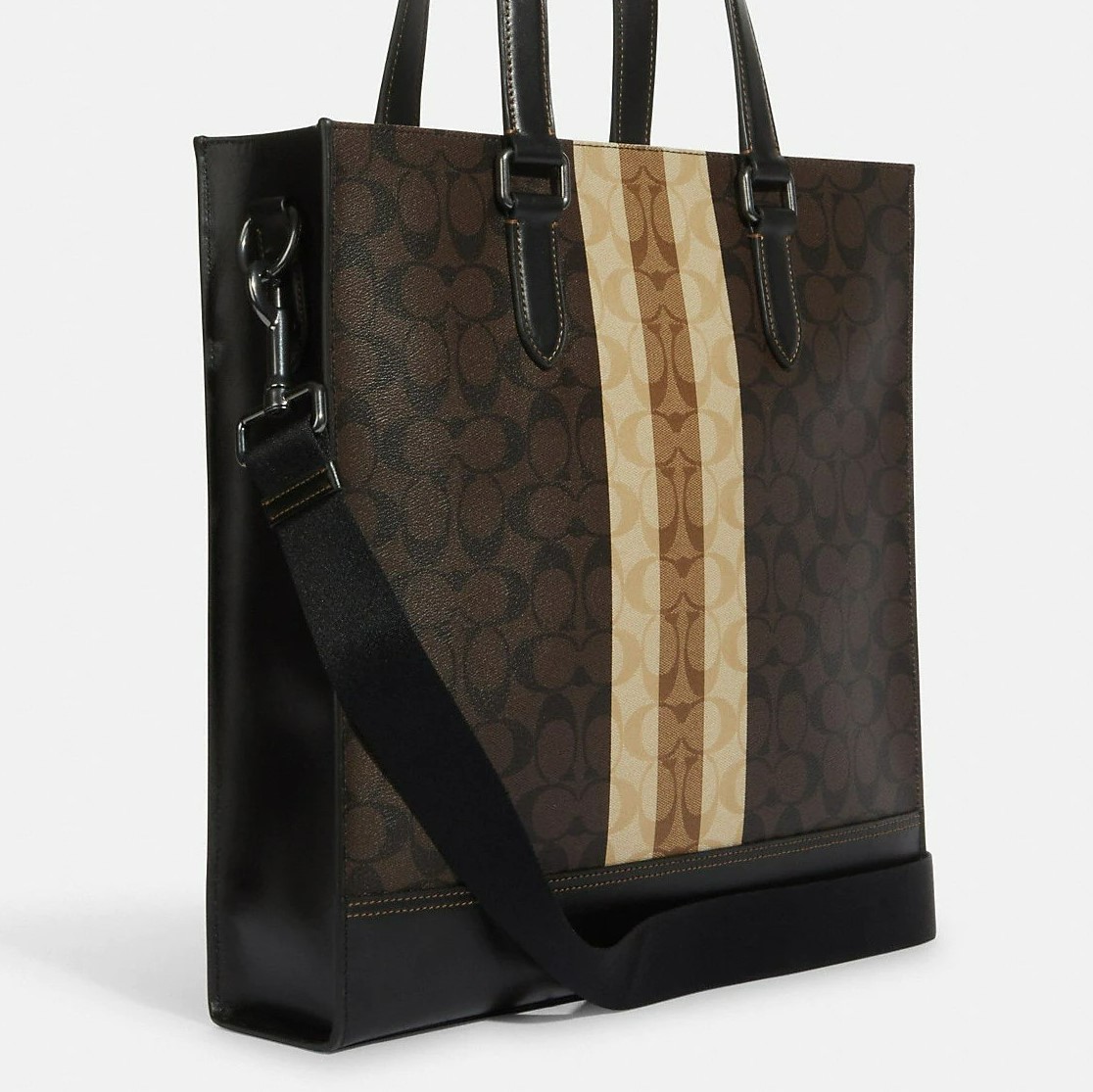 TÚI XÁCH COACH GRAHAM STRUCTURED TOTE IN BLOCKED SIGNATURE CANVAS WITH VARSITY STRIPE 8