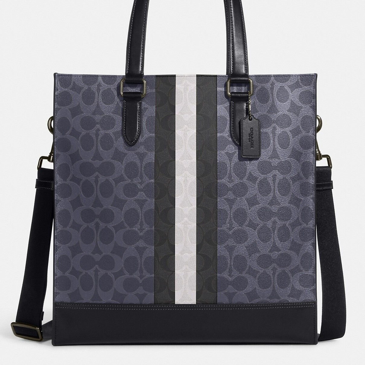 TÚI XÁCH COACH GRAHAM STRUCTURED TOTE IN BLOCKED SIGNATURE CANVAS WITH VARSITY STRIPE 9