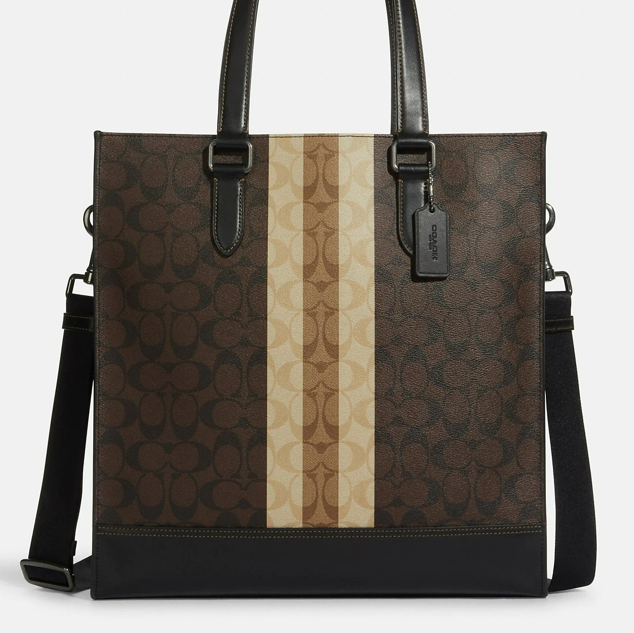 TÚI XÁCH COACH GRAHAM STRUCTURED TOTE IN BLOCKED SIGNATURE CANVAS WITH VARSITY STRIPE 10