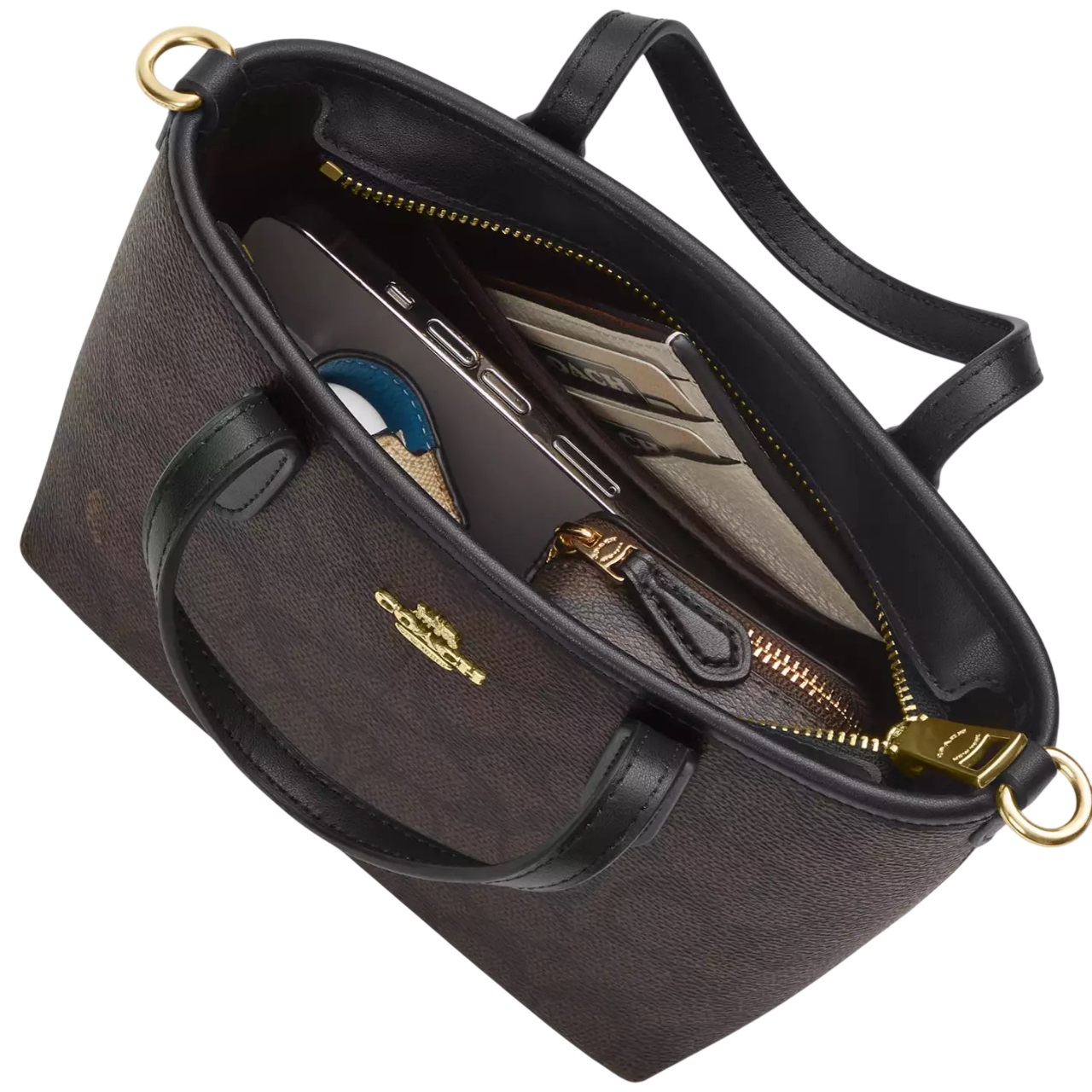 Túi Coach City Mini Tote Bag In Signature Canvas Walnut Black CW032 2