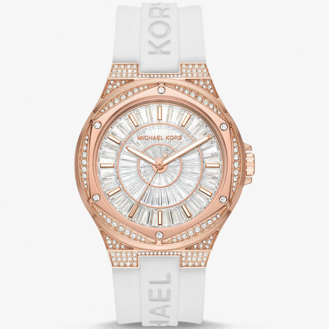 ĐỒNG HỒ NỮ MICHAEL KORS OVERSIZED LENNOX PAVÉ ROSE GOLD-TONE AND SILICONE WATCH MK7248 4
