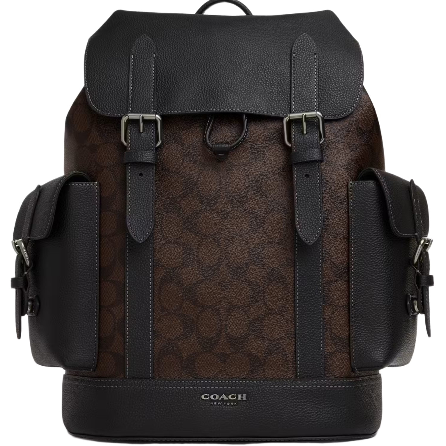 Balo Nam Coach Hudson Backpack In Black Antique Nickel Mahogany Signature Canvas CR388 4