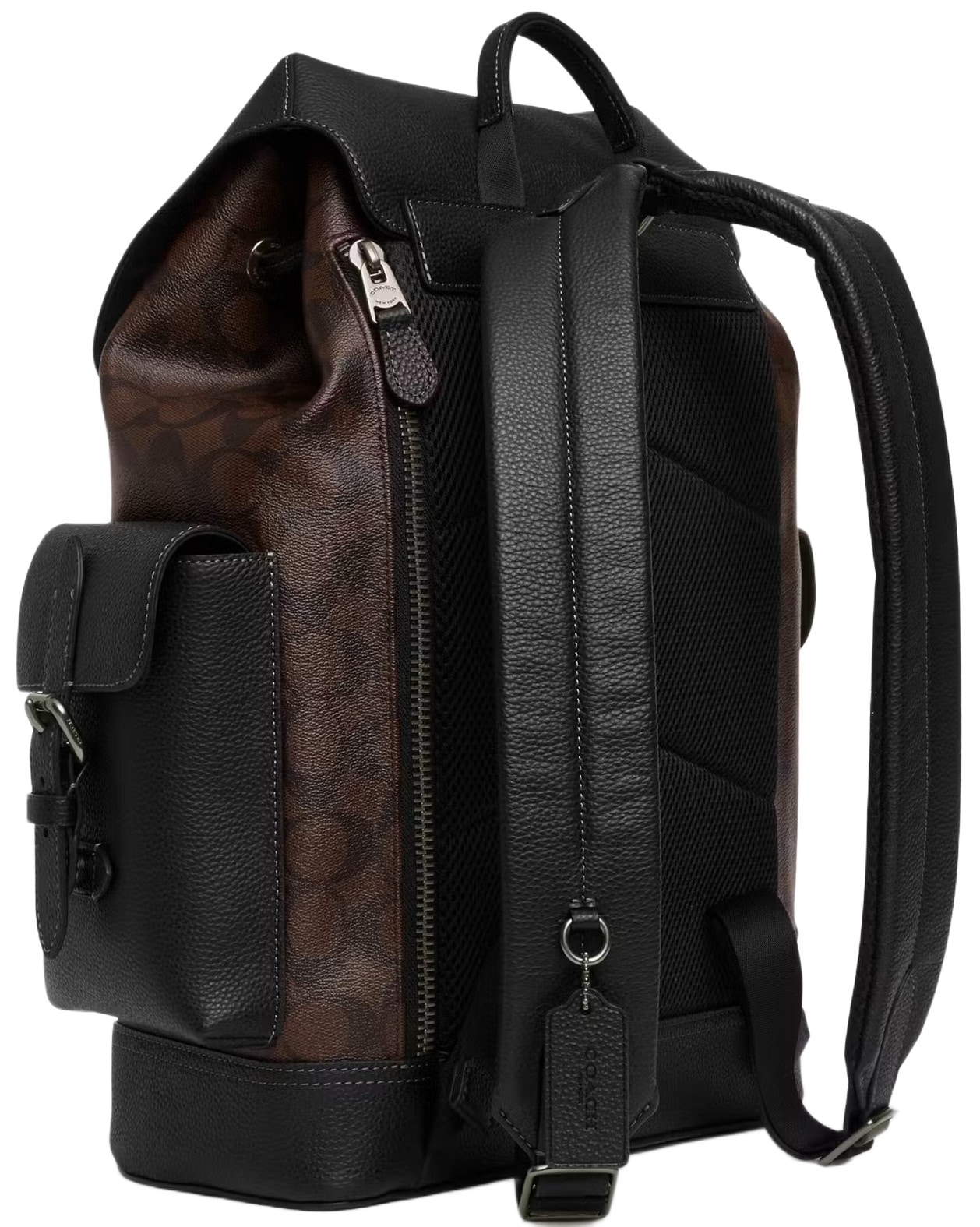 Balo Nam Coach Hudson Backpack In Black Antique Nickel Mahogany Signature Canvas CR388 5